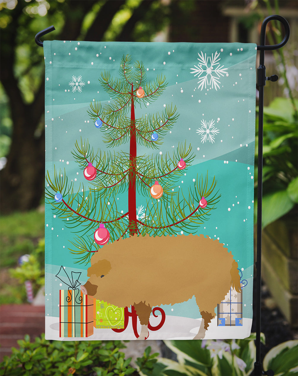 Hungarian Mangalica Pig Christmas Flag Garden Size BB9301GF