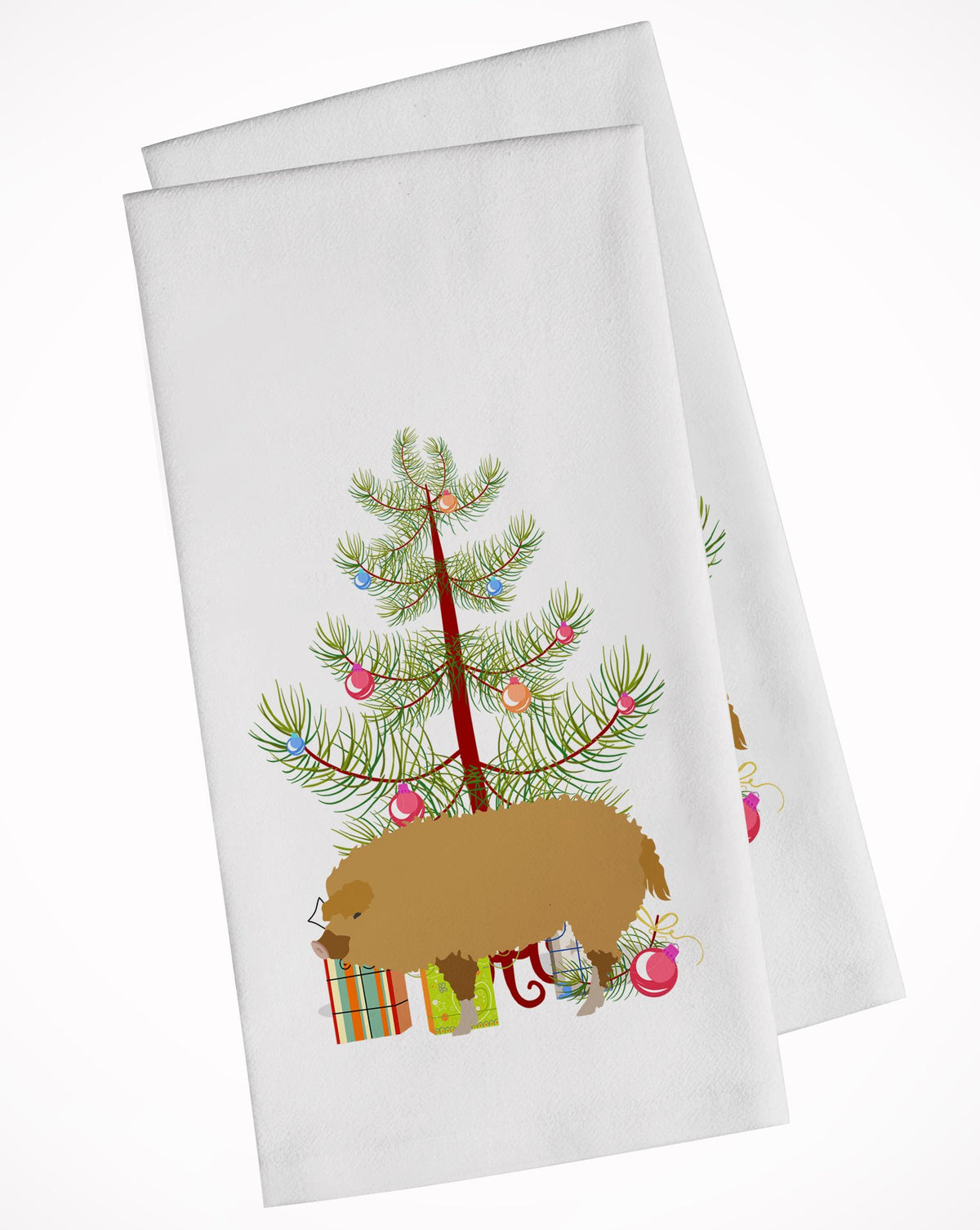 Hungarian Mangalica Pig Christmas White Kitchen Towel Set of 2 BB9301WTKT by Caroline&#39;s Treasures
