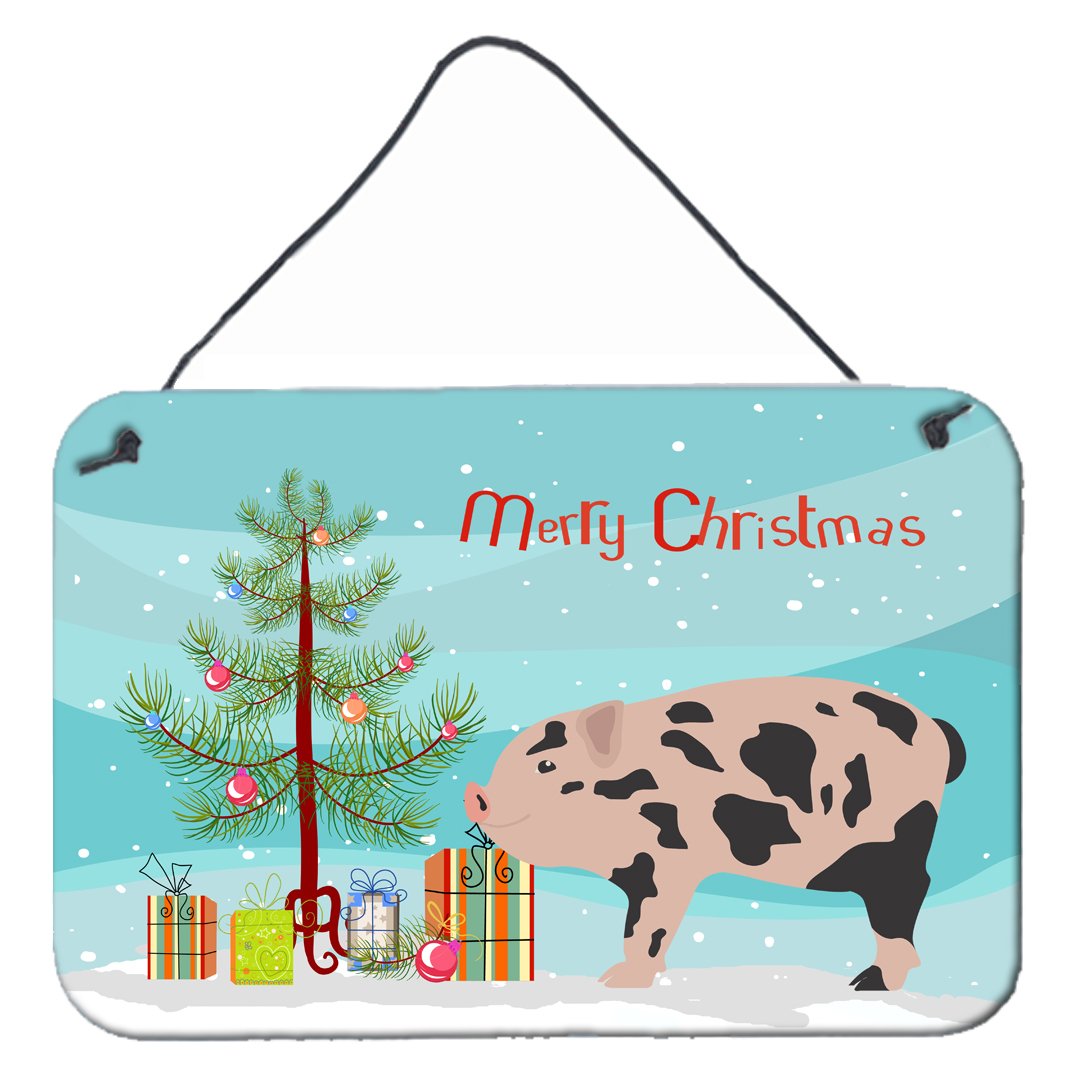 Mini Miniature Pig Christmas Wall or Door Hanging Prints BB9302DS812 by Caroline&#39;s Treasures
