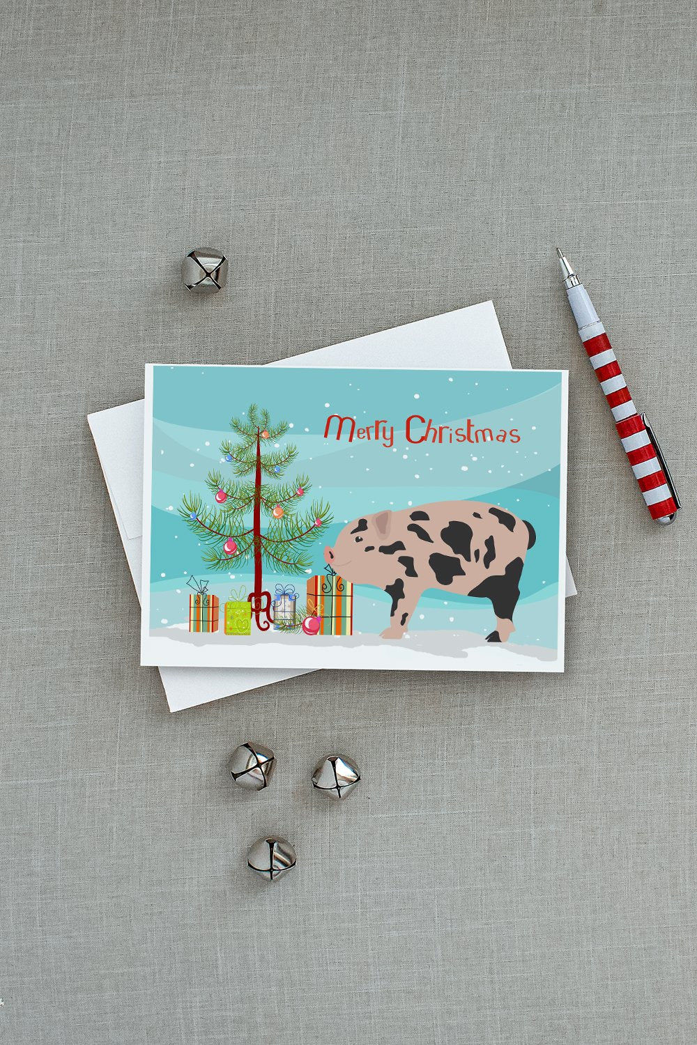 Mini Miniature Pig Christmas Greeting Cards and Envelopes Pack of 8 - the-store.com