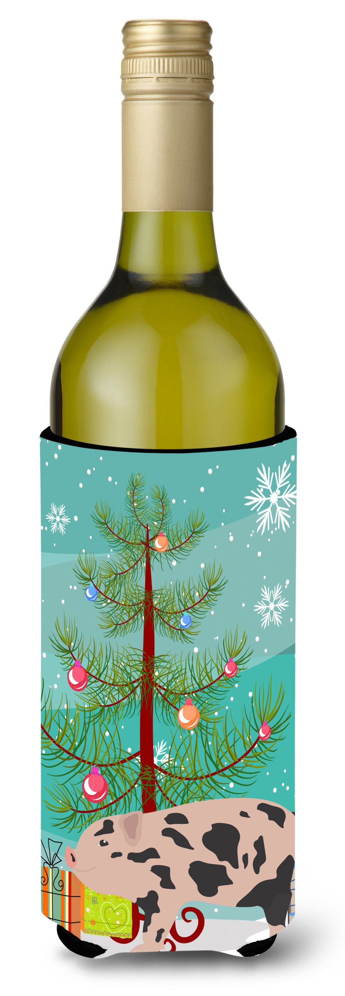 Mini Miniature Pig Christmas Wine Bottle Beverge Insulator Hugger BB9302LITERK by Caroline&#39;s Treasures