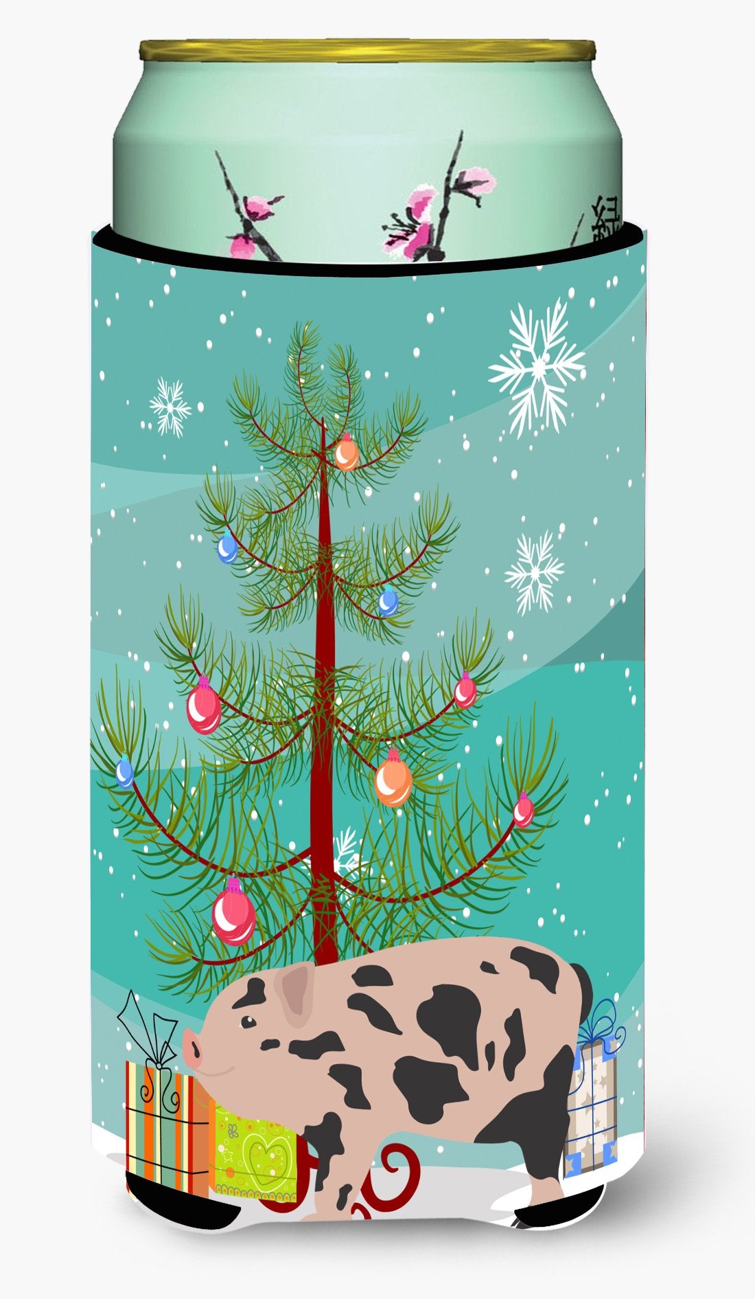 Mini Miniature Pig Christmas Tall Boy Beverage Insulator Hugger BB9302TBC by Caroline&#39;s Treasures