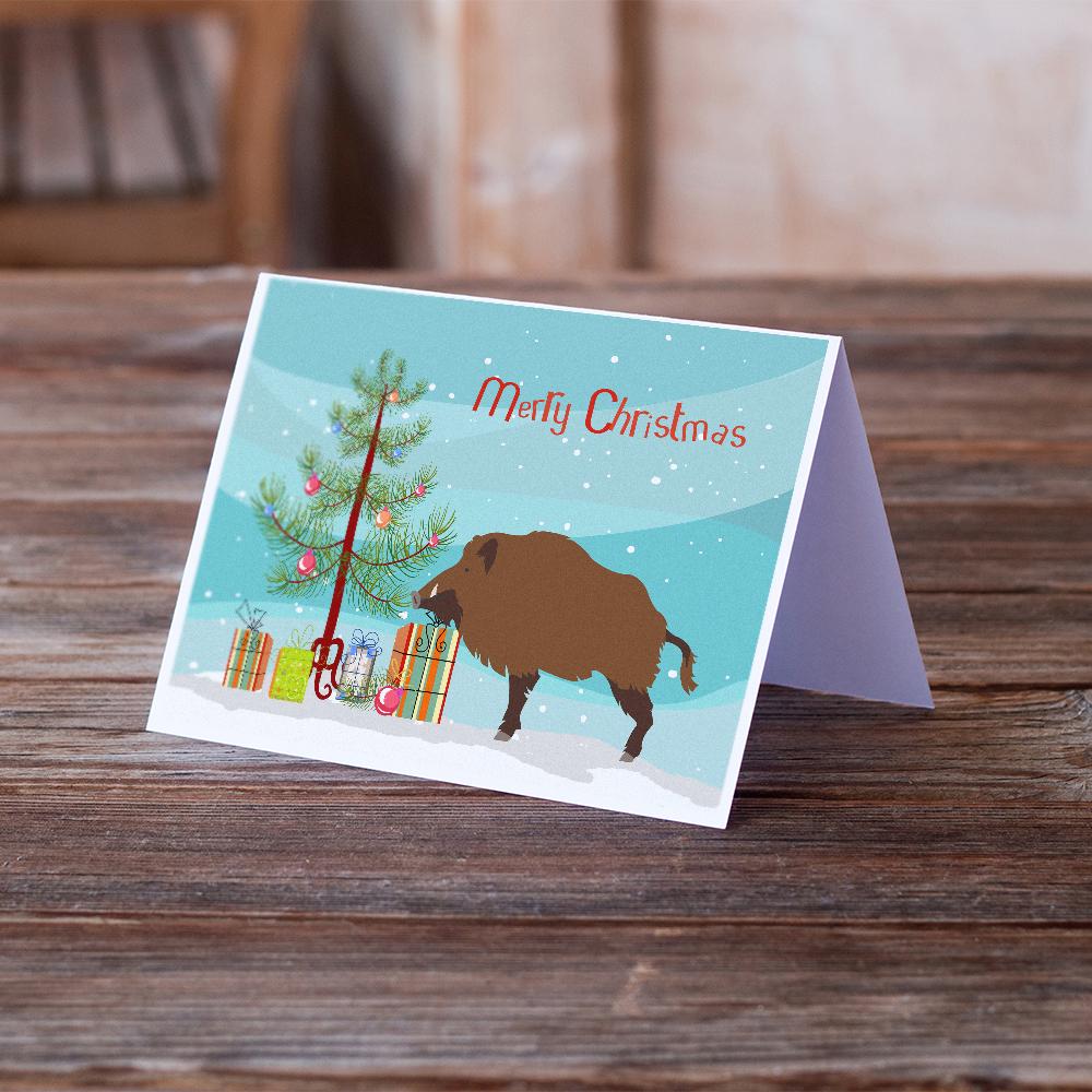 Wild Boar Pig Christmas Greeting Cards and Envelopes Pack of 8 - the-store.com