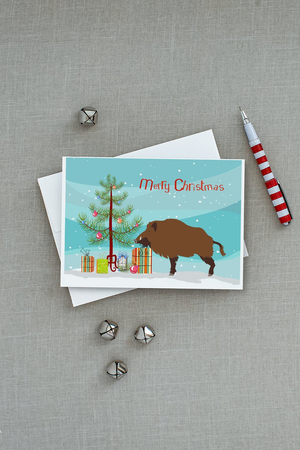 Wild Boar Pig Christmas Greeting Cards and Envelopes Pack of 8 - the-store.com