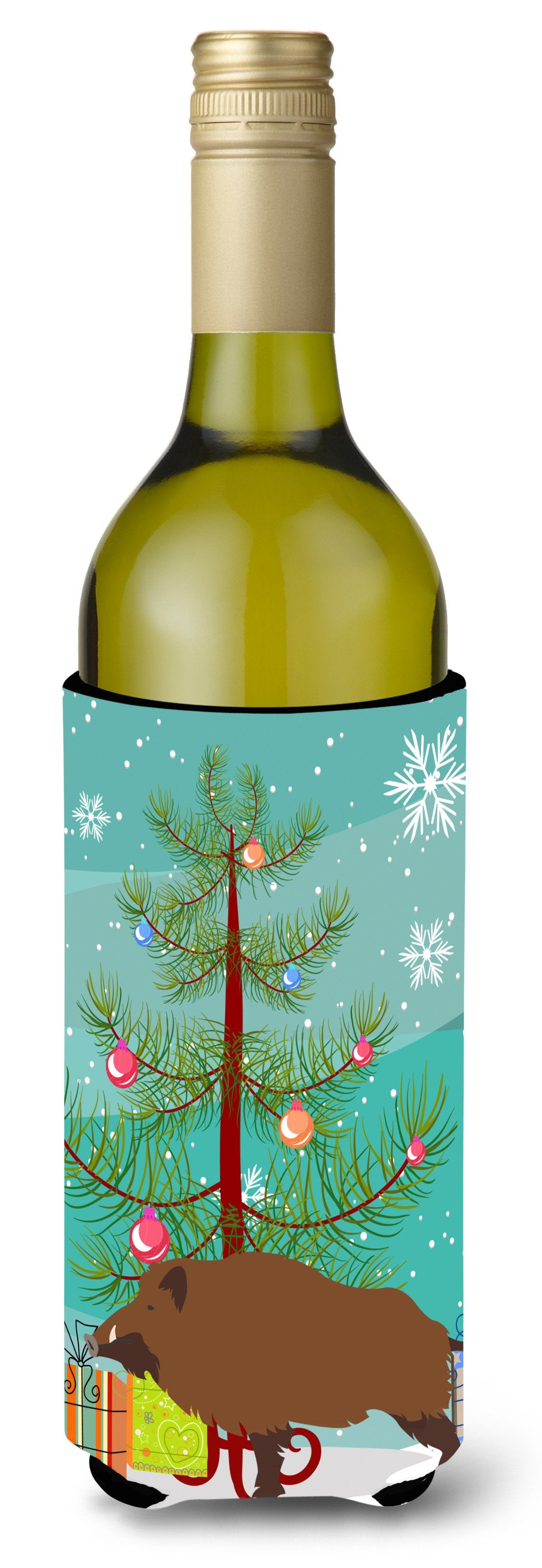 Wild Boar Pig Christmas Wine Bottle Beverge Insulator Hugger BB9303LITERK by Caroline&#39;s Treasures