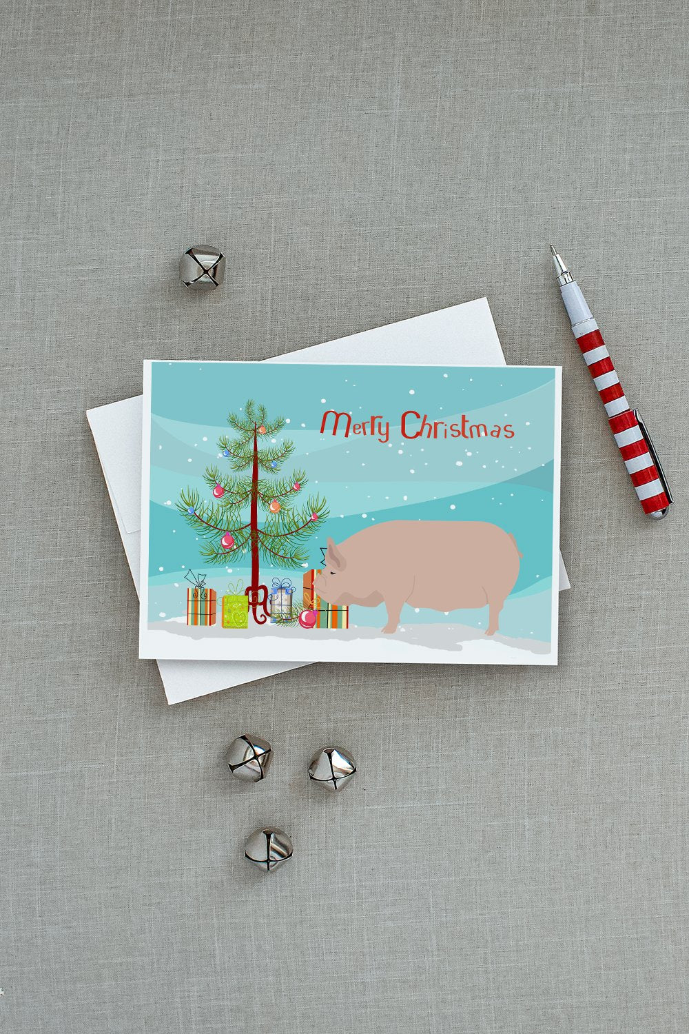 Welsh Pig Christmas Greeting Cards and Envelopes Pack of 8 - the-store.com