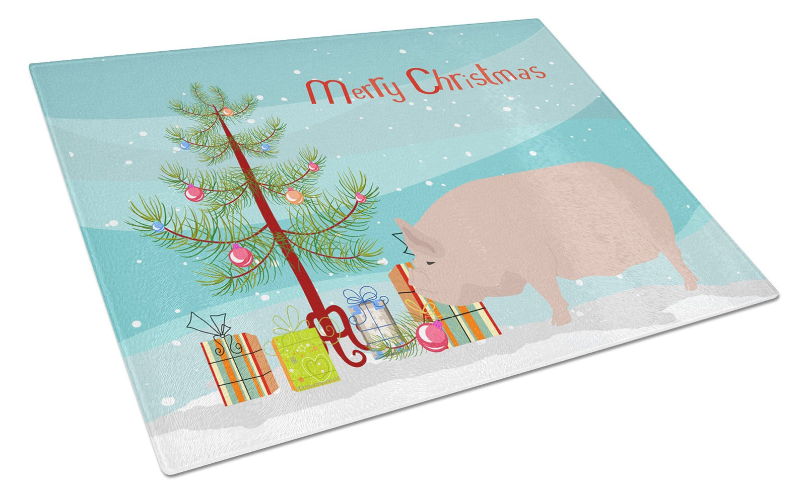 Welsh Pig Christmas Glass Cutting Board Large BB9304LCB by Caroline's Treasures