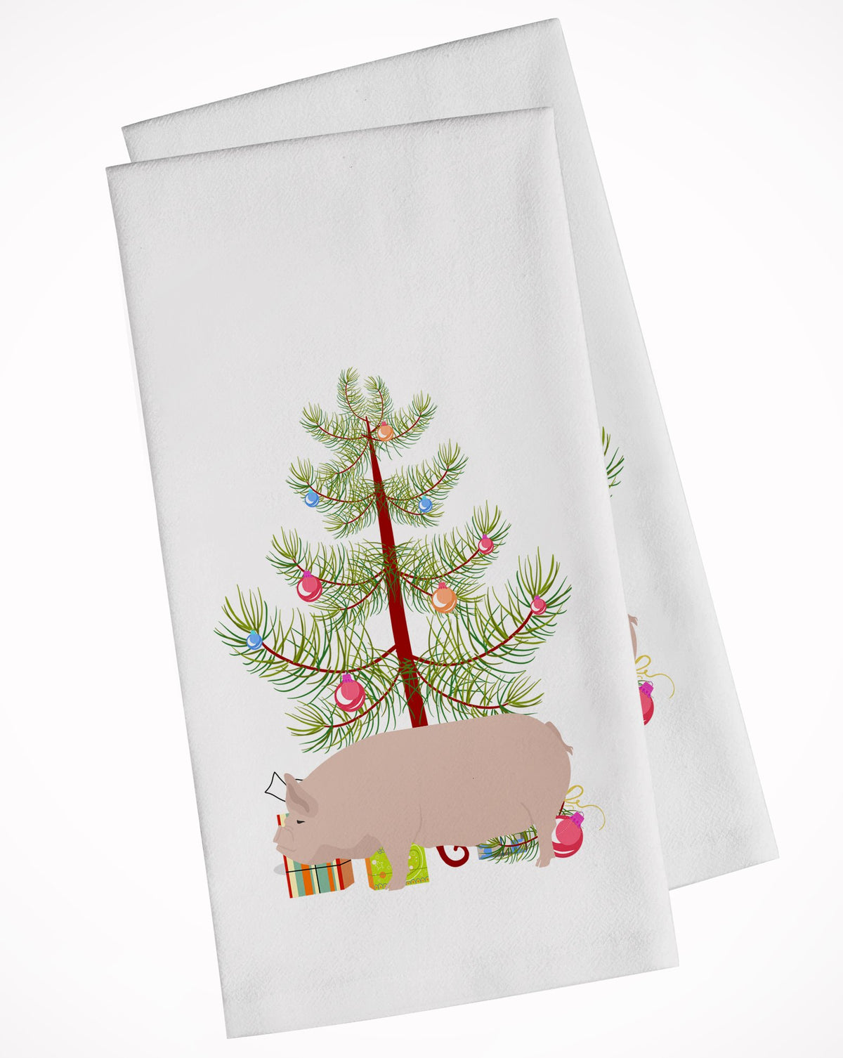 Welsh Pig Christmas White Kitchen Towel Set of 2 BB9304WTKT by Caroline&#39;s Treasures
