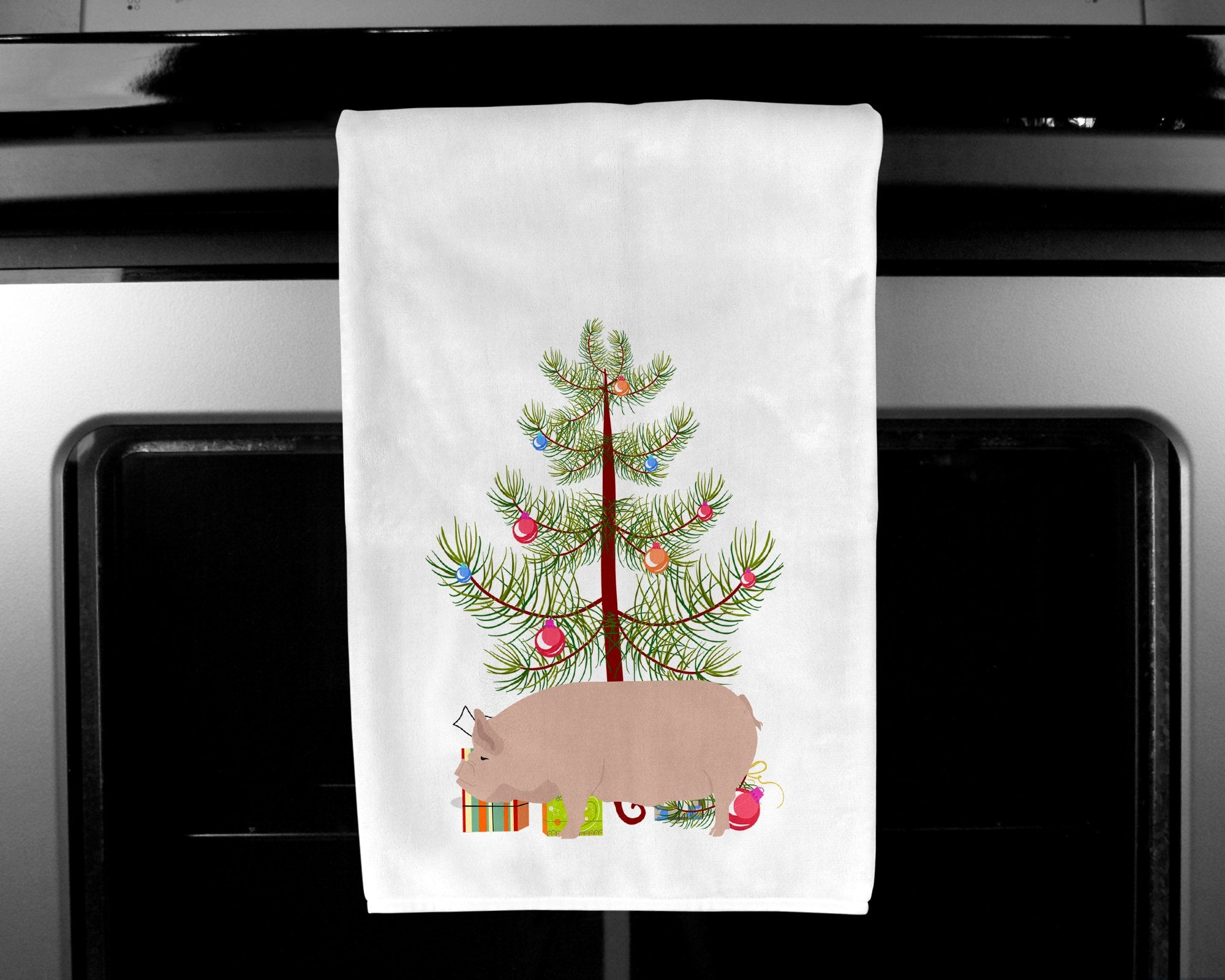 Welsh Pig Christmas White Kitchen Towel Set of 2 BB9304WTKT by Caroline's Treasures