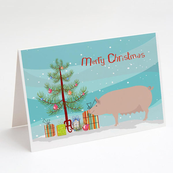 Buy this English Large White Pig Christmas Greeting Cards and Envelopes Pack of 8