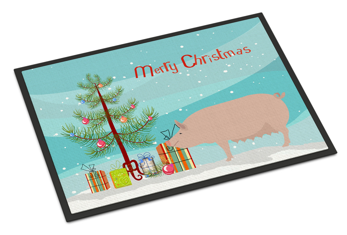 English Large White Pig Christmas Indoor or Outdoor Mat 18x27 BB9305MAT - the-store.com