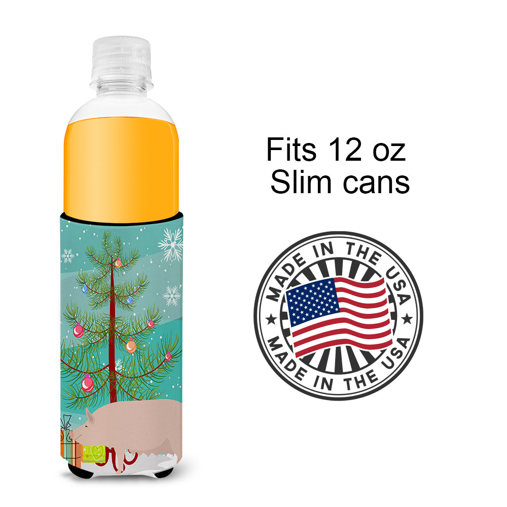 English Large White Pig Christmas  Ultra Hugger for slim cans BB9305MUK  the-store.com.