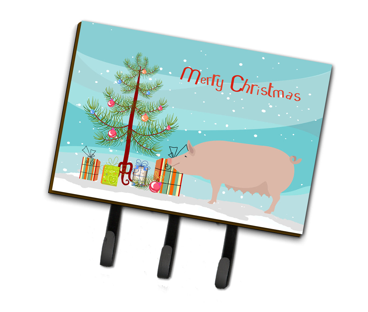 English Large White Pig Christmas Leash or Key Holder BB9305TH68