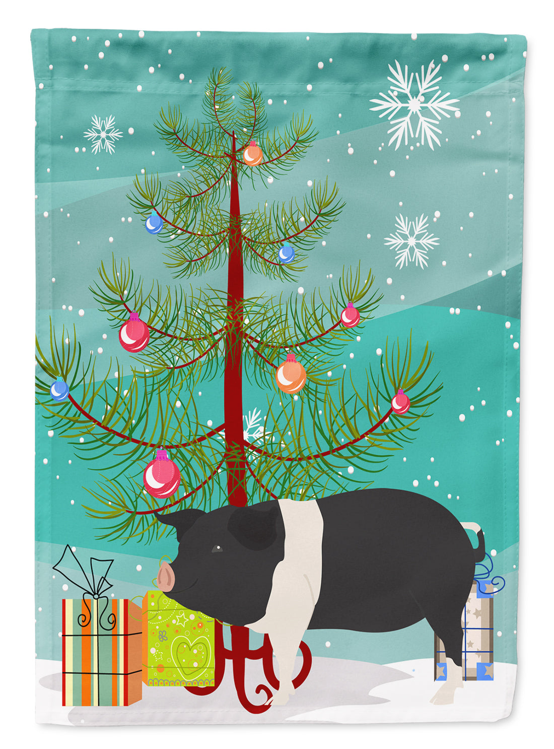 Hampshire Pig Christmas Flag Canvas House Size BB9306CHF