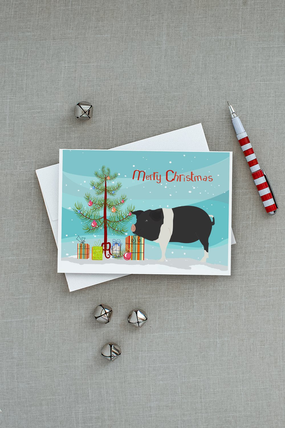 Hampshire Pig Christmas Greeting Cards and Envelopes Pack of 8 - the-store.com