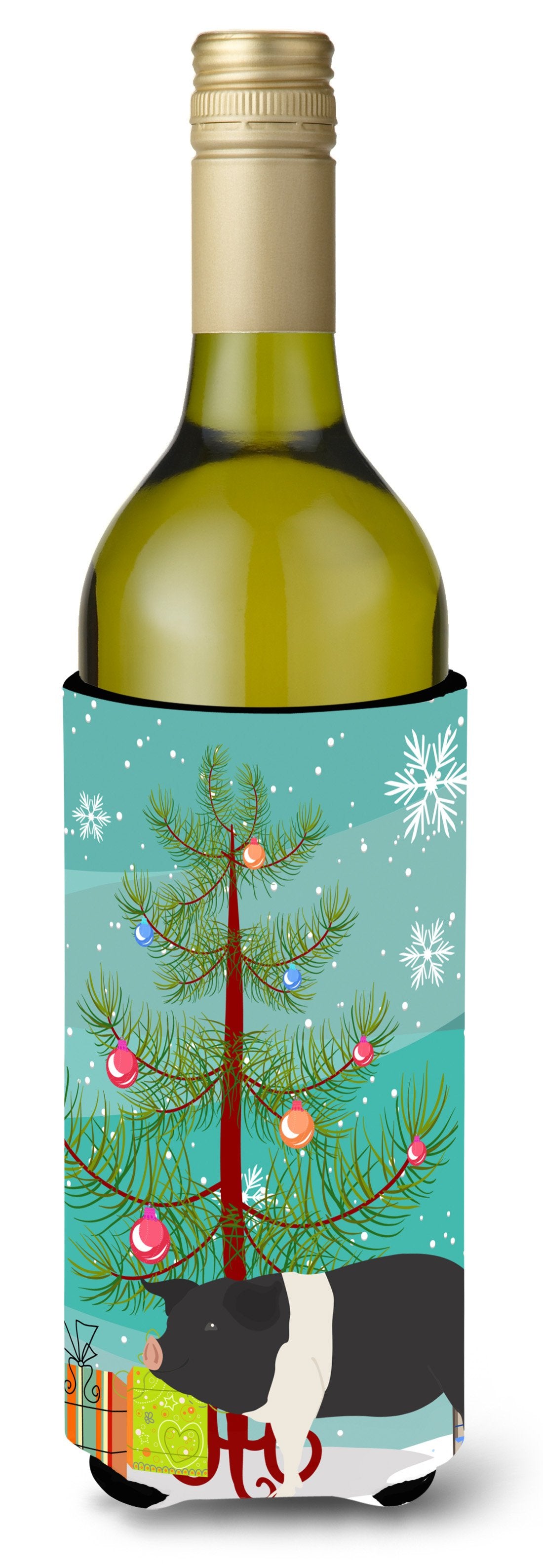 Hampshire Pig Christmas Wine Bottle Beverge Insulator Hugger BB9306LITERK by Caroline&#39;s Treasures