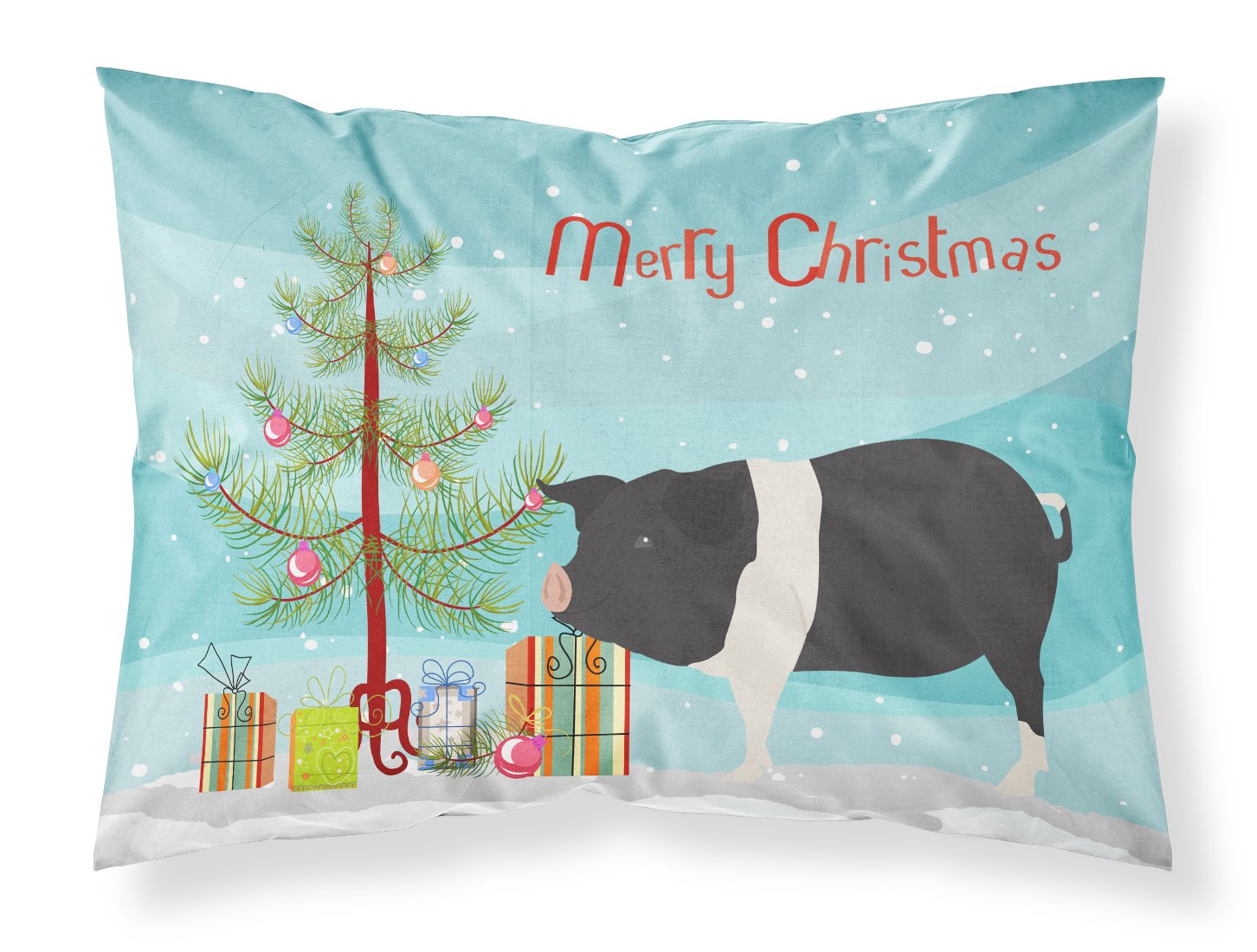 Hampshire Pig Christmas Fabric Standard Pillowcase BB9306PILLOWCASE by Caroline's Treasures