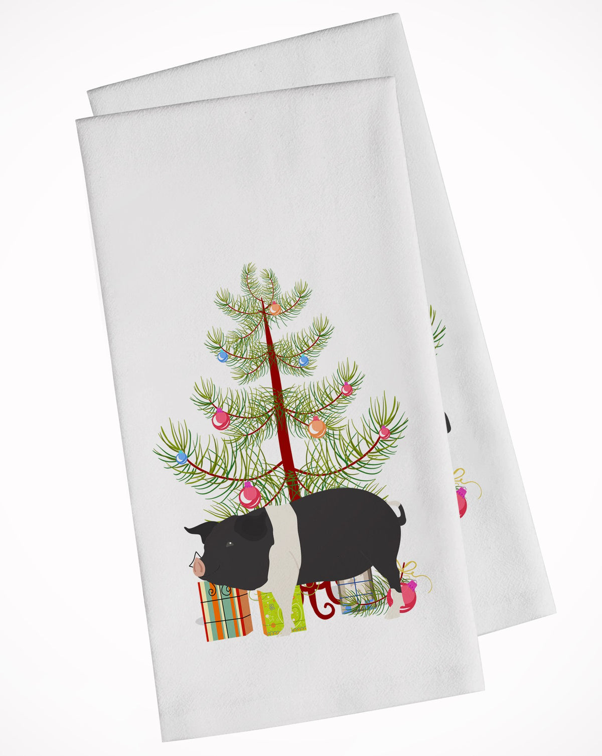 Hampshire Pig Christmas White Kitchen Towel Set of 2 BB9306WTKT by Caroline&#39;s Treasures