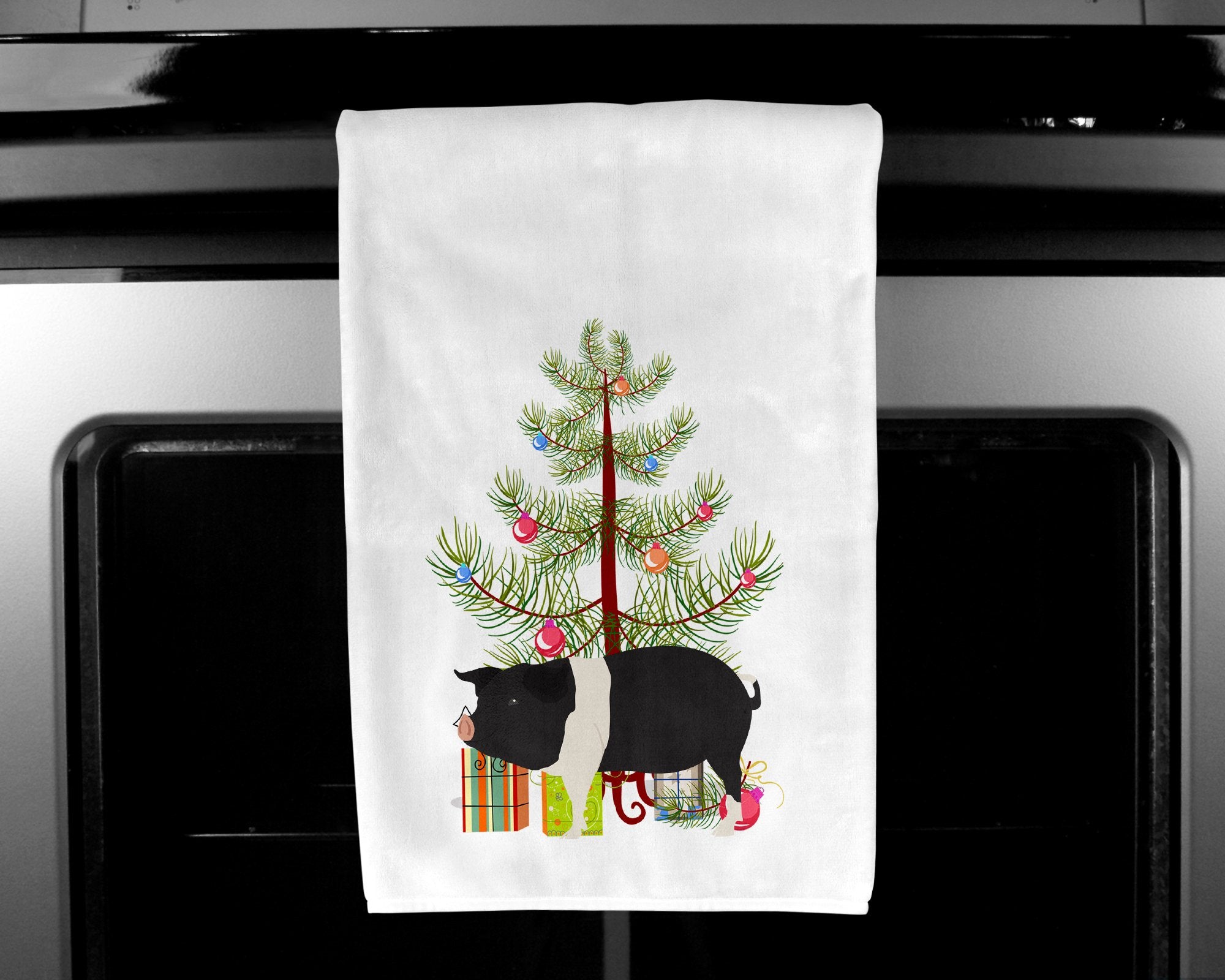Hampshire Pig Christmas White Kitchen Towel Set of 2 BB9306WTKT by Caroline's Treasures