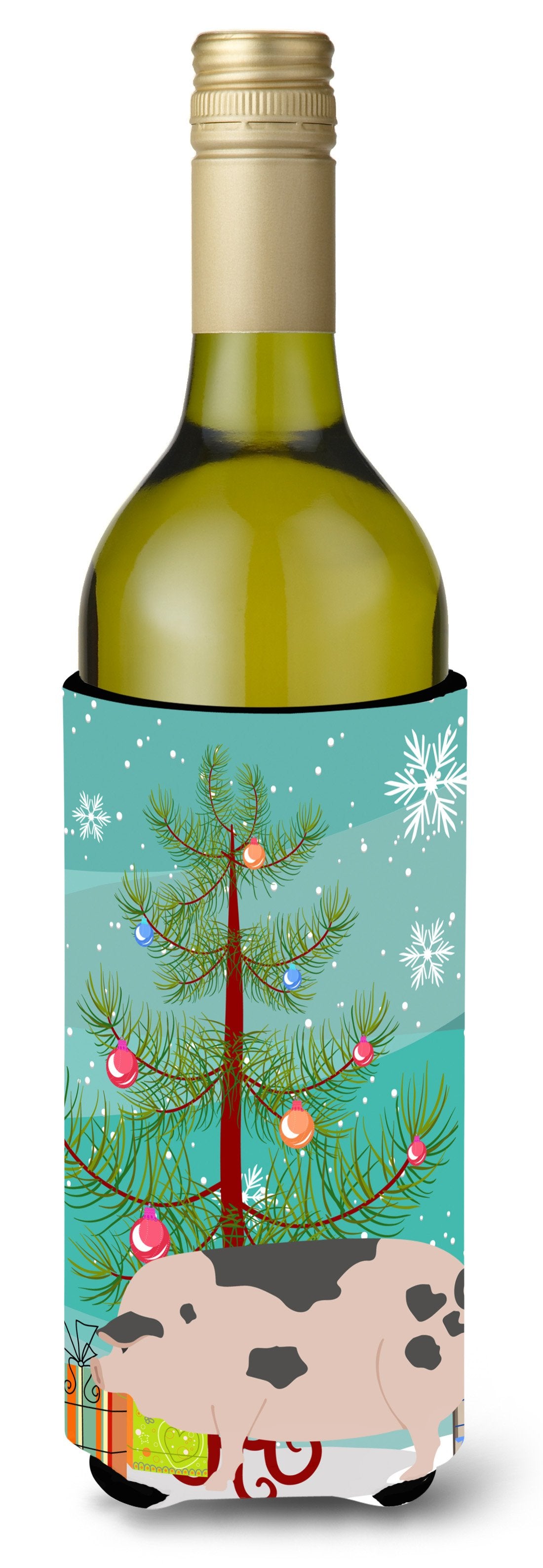 Gloucester Old Spot Pig Christmas Wine Bottle Beverge Insulator Hugger BB9307LITERK by Caroline&#39;s Treasures