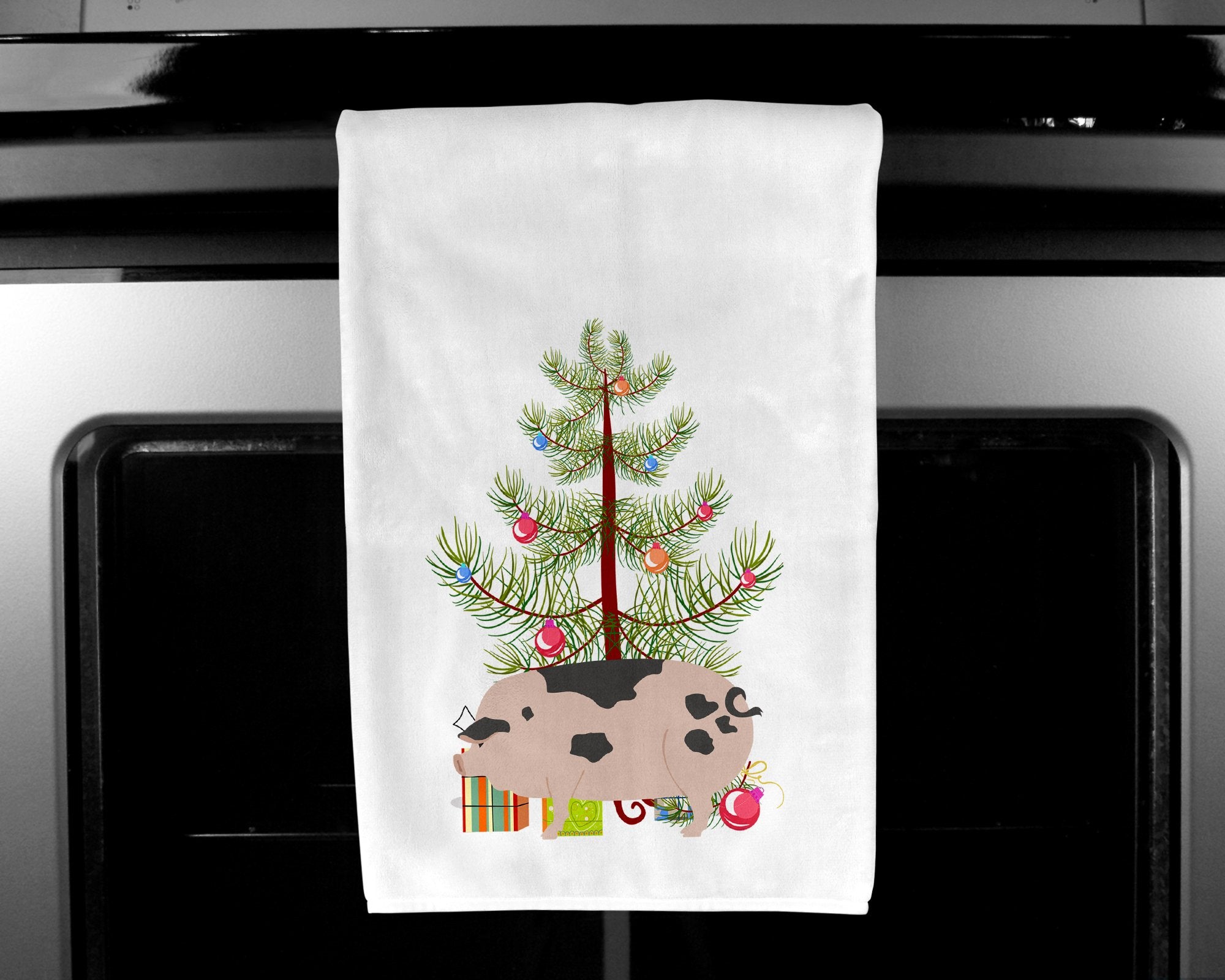 Gloucester Old Spot Pig Christmas White Kitchen Towel Set of 2 BB9307WTKT by Caroline's Treasures
