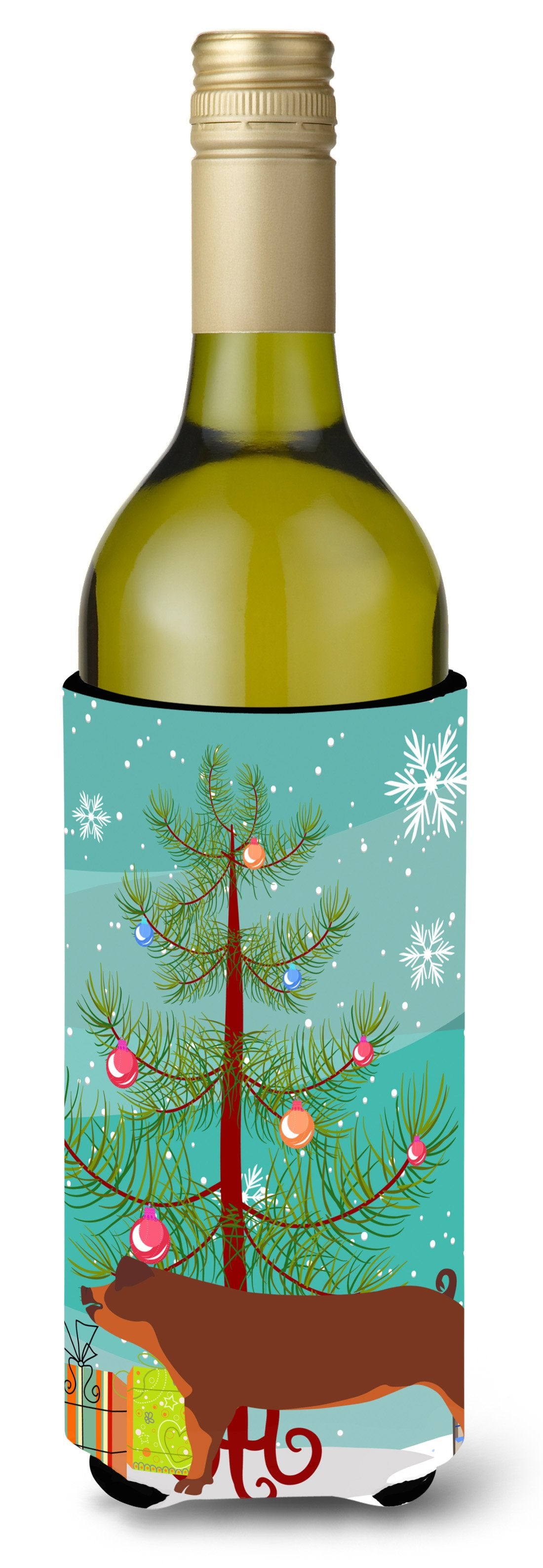 Duroc Pig Christmas Wine Bottle Beverge Insulator Hugger BB9309LITERK by Caroline&#39;s Treasures