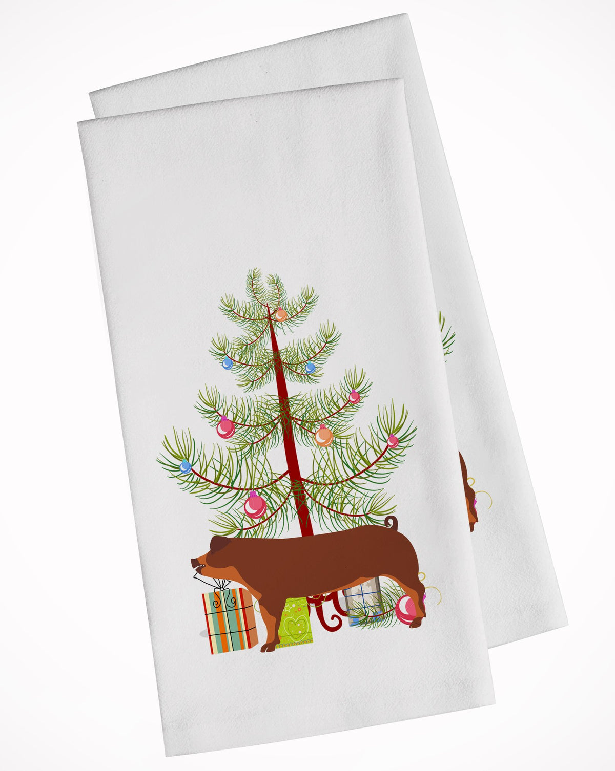 Duroc Pig Christmas White Kitchen Towel Set of 2 BB9309WTKT by Caroline&#39;s Treasures