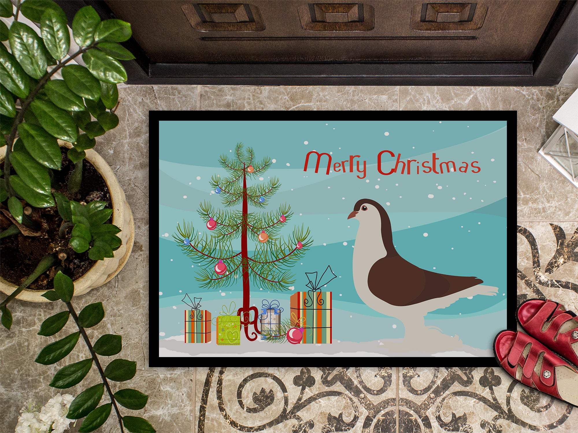 Large Pigeon Christmas Indoor or Outdoor Mat 18x27 BB9310MAT - the-store.com