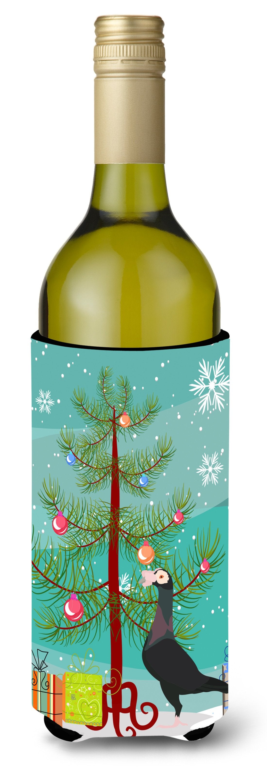 English Carrier Pigeon Christmas Wine Bottle Beverge Insulator Hugger BB9312LITERK by Caroline&#39;s Treasures