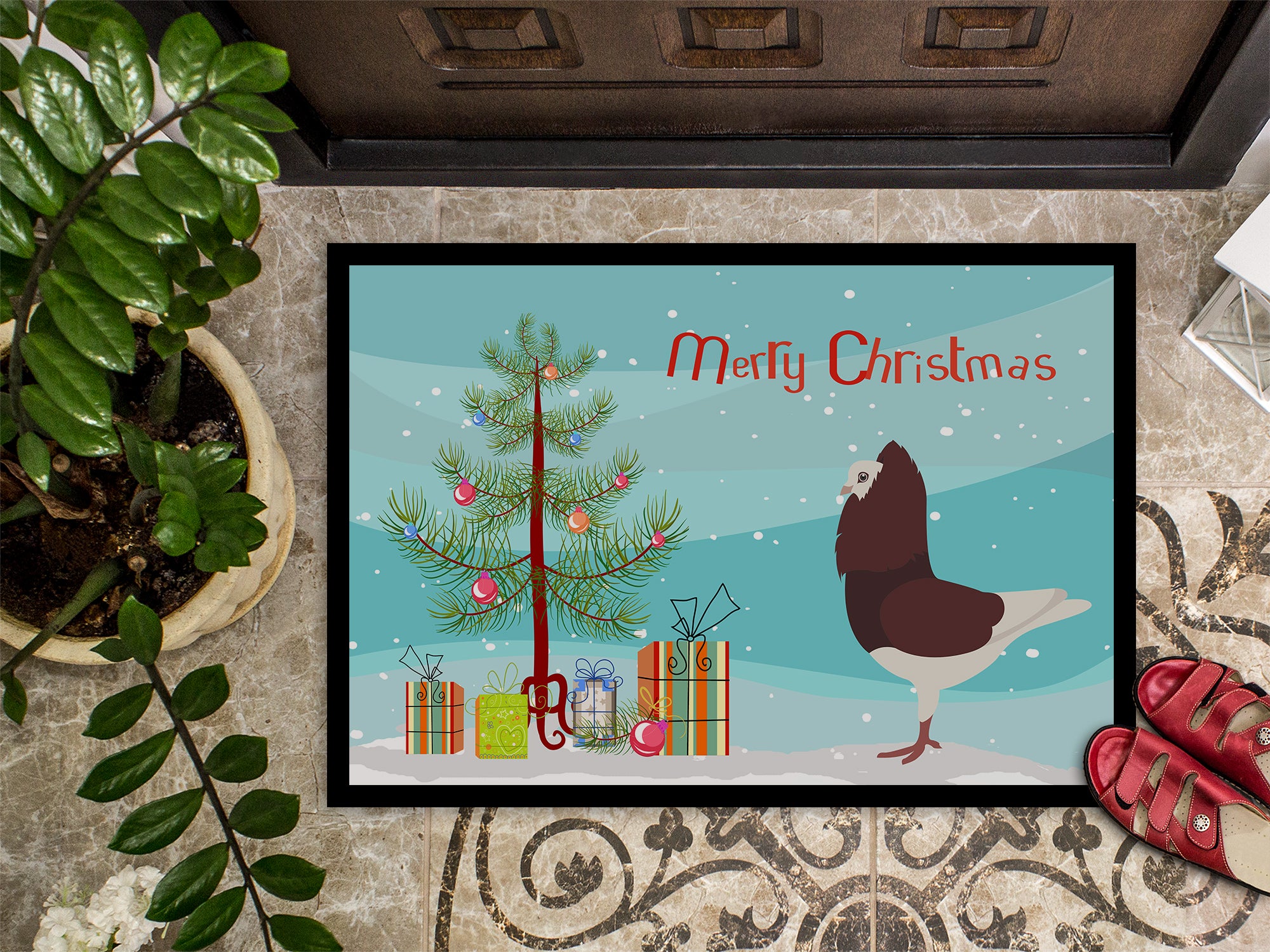 Capuchin Red Pigeon Christmas Indoor or Outdoor Mat 18x27 BB9315MAT - the-store.com