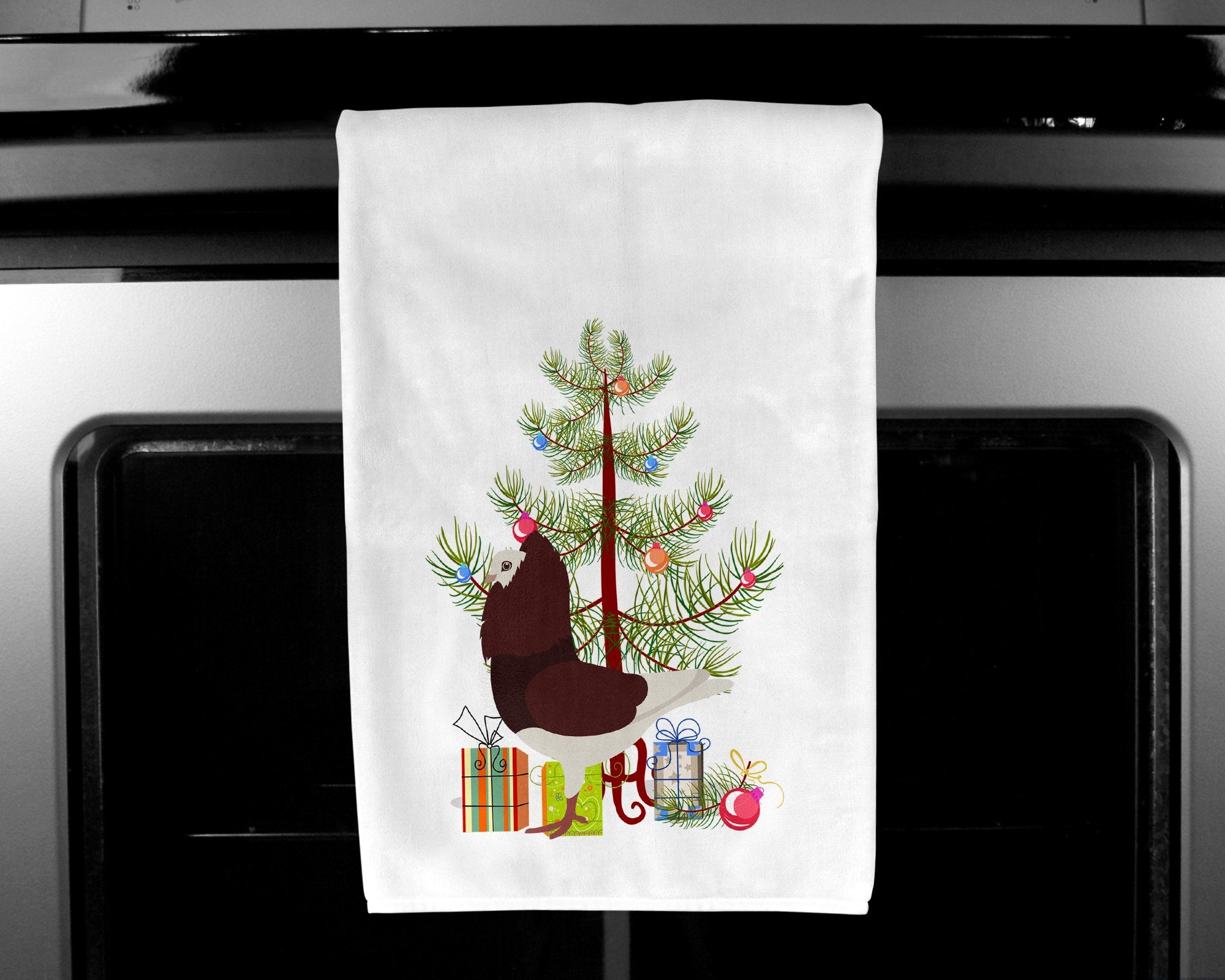 Capuchin Red Pigeon Christmas White Kitchen Towel Set of 2 BB9315WTKT by Caroline's Treasures
