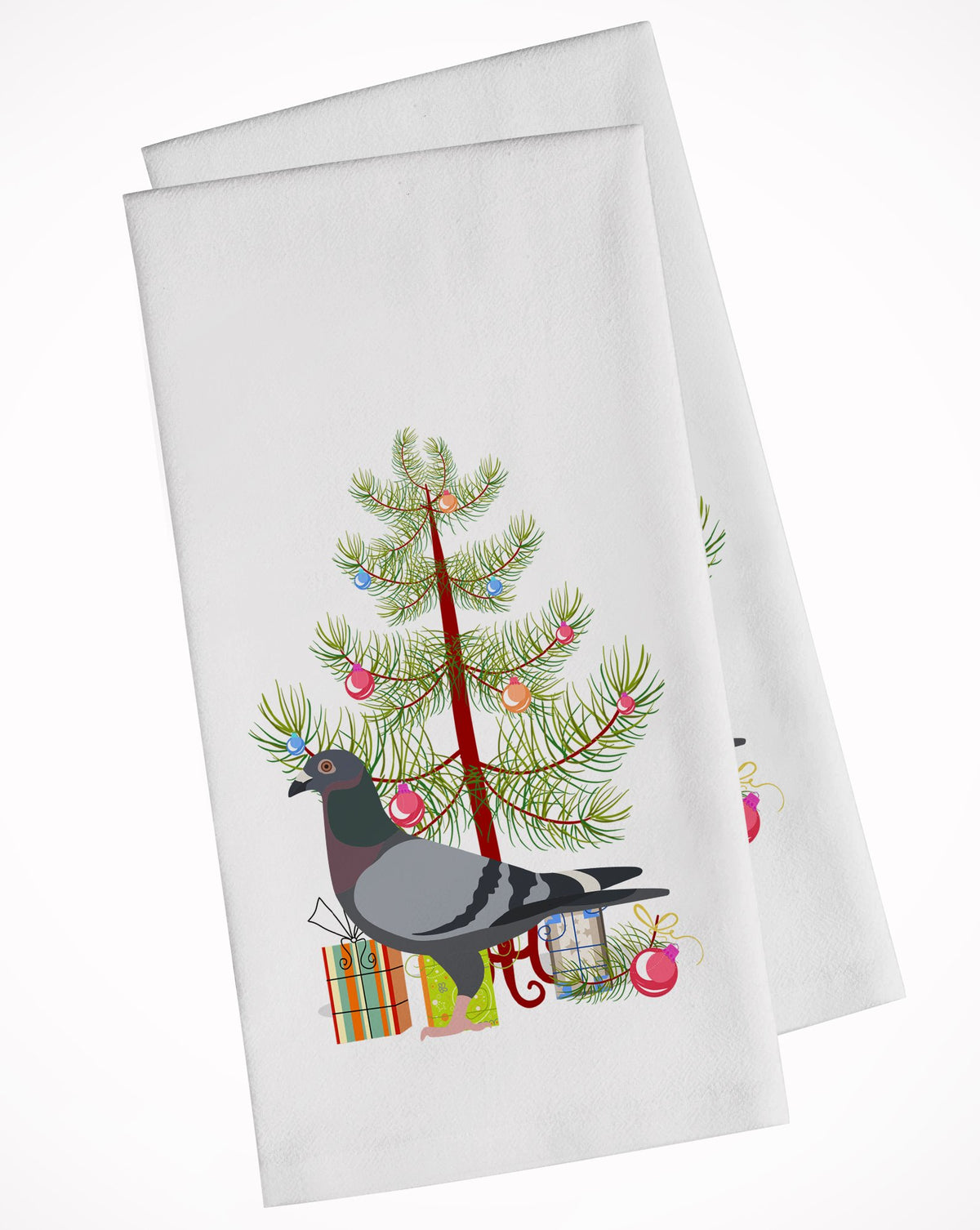 Racing Pigeon Christmas White Kitchen Towel Set of 2 BB9318WTKT by Caroline&#39;s Treasures