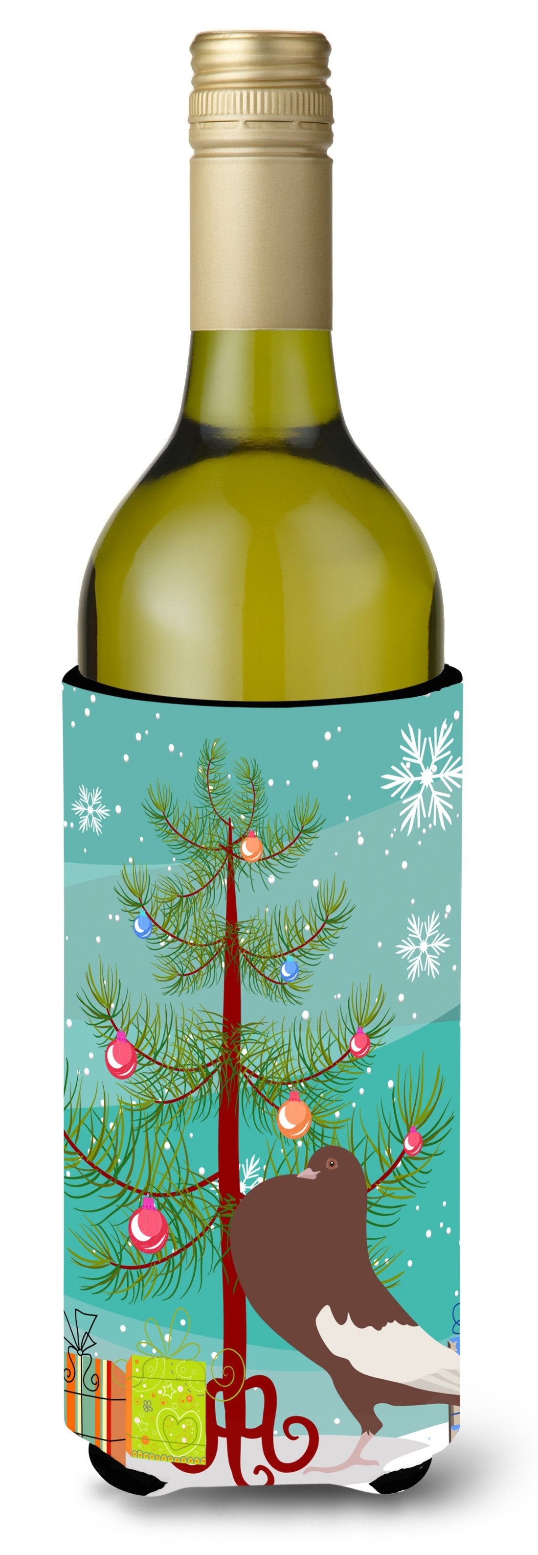 English Pouter Pigeon Christmas Wine Bottle Beverge Insulator Hugger BB9321LITERK by Caroline&#39;s Treasures