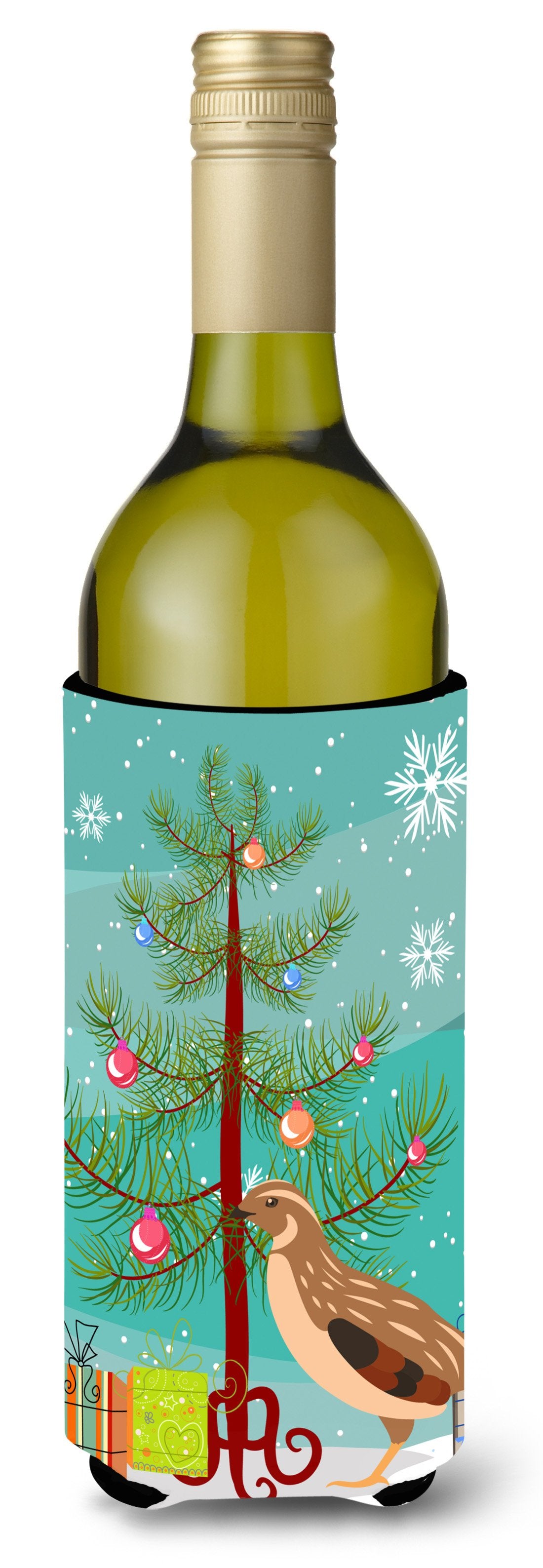 Golden Phoenix Quail Christmas Wine Bottle Beverge Insulator Hugger BB9322LITERK by Caroline&#39;s Treasures