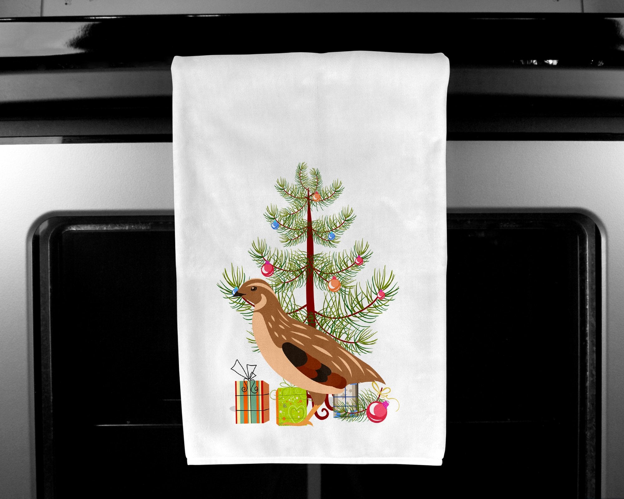 Golden Phoenix Quail Christmas White Kitchen Towel Set of 2 BB9322WTKT by Caroline's Treasures