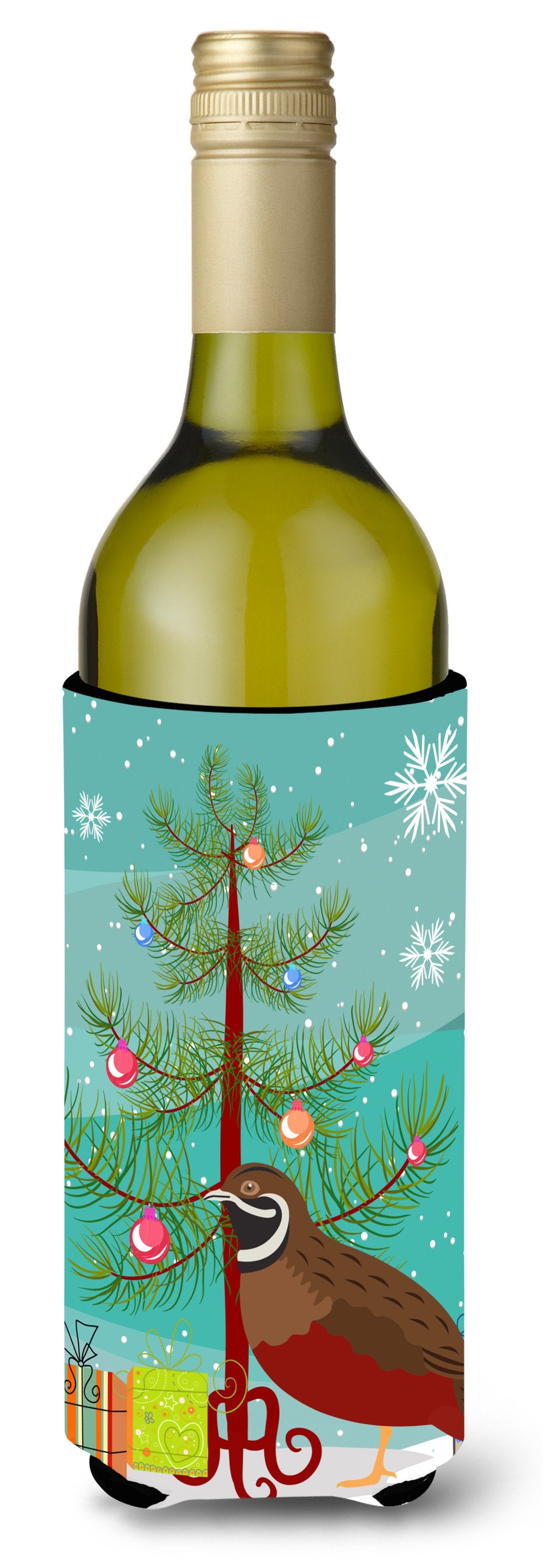 Chinese Painted or King Quail Christmas Wine Bottle Beverge Insulator Hugger BB9323LITERK by Caroline&#39;s Treasures