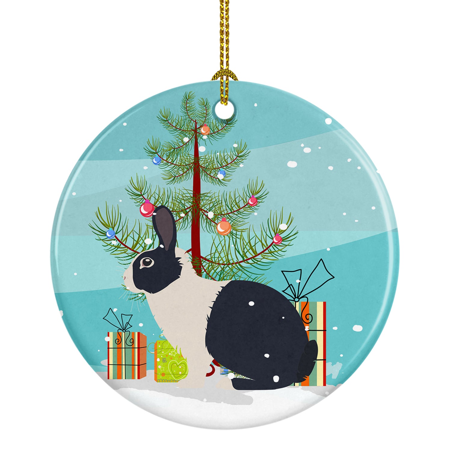 Caroline's Treasures Dutch Rabbit Christmas Ornament - Round Ceramic Ornament – Artist-Designed Keepsake Decoration BB9325CO1