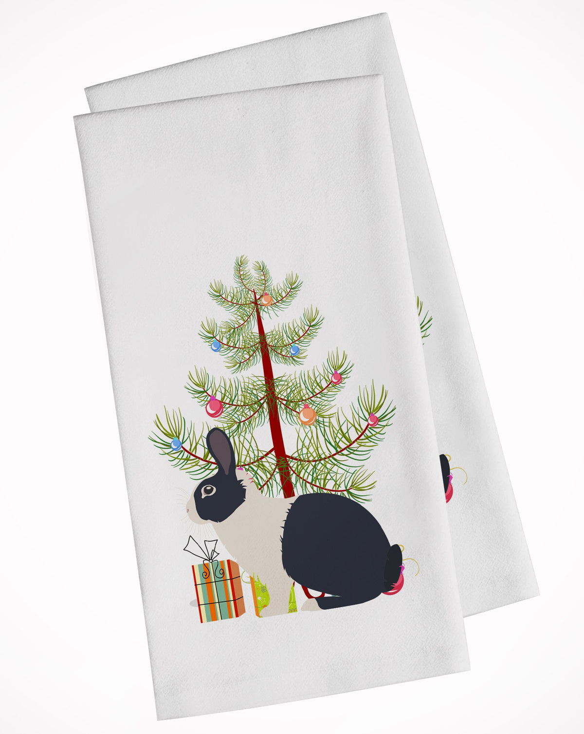 Dutch Rabbit Christmas White Kitchen Towel Set of 2 BB9325WTKT by Caroline&#39;s Treasures