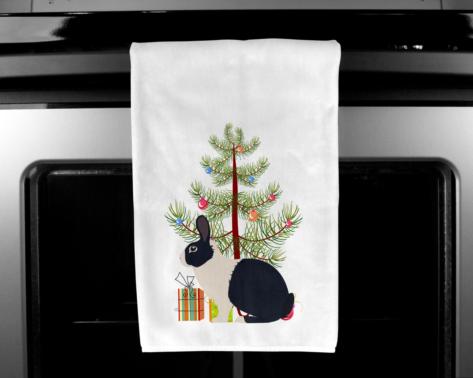 Dutch Rabbit Christmas White Kitchen Towel Set of 2 BB9325WTKT by Caroline's Treasures