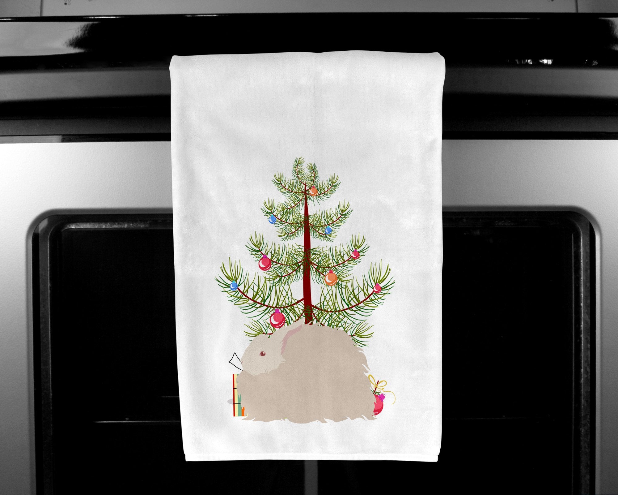 Fluffy Angora Rabbit Christmas White Kitchen Towel Set of 2 BB9326WTKT by Caroline's Treasures