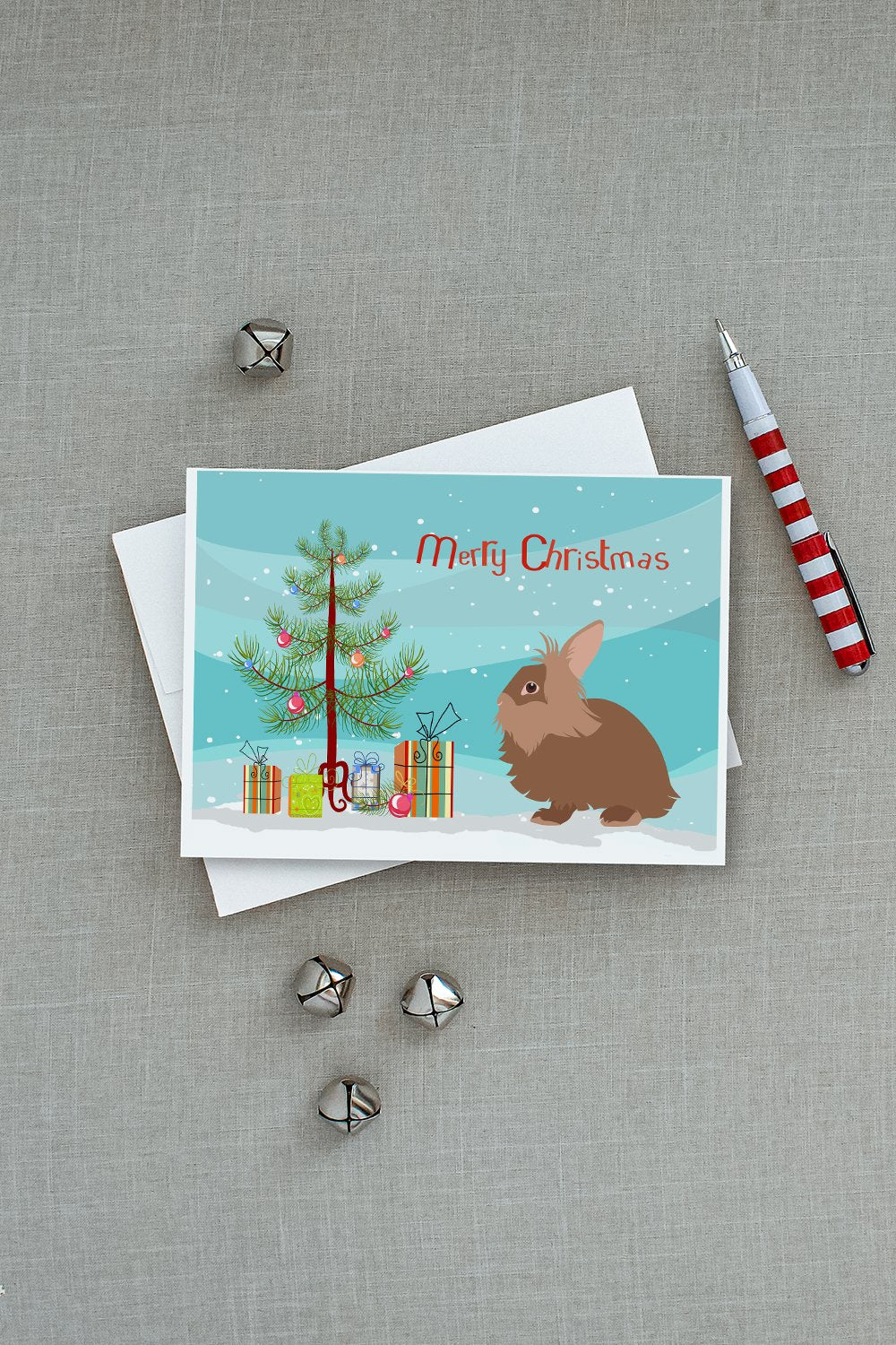 Lionhead Rabbit Christmas Greeting Cards and Envelopes Pack of 8 - the-store.com