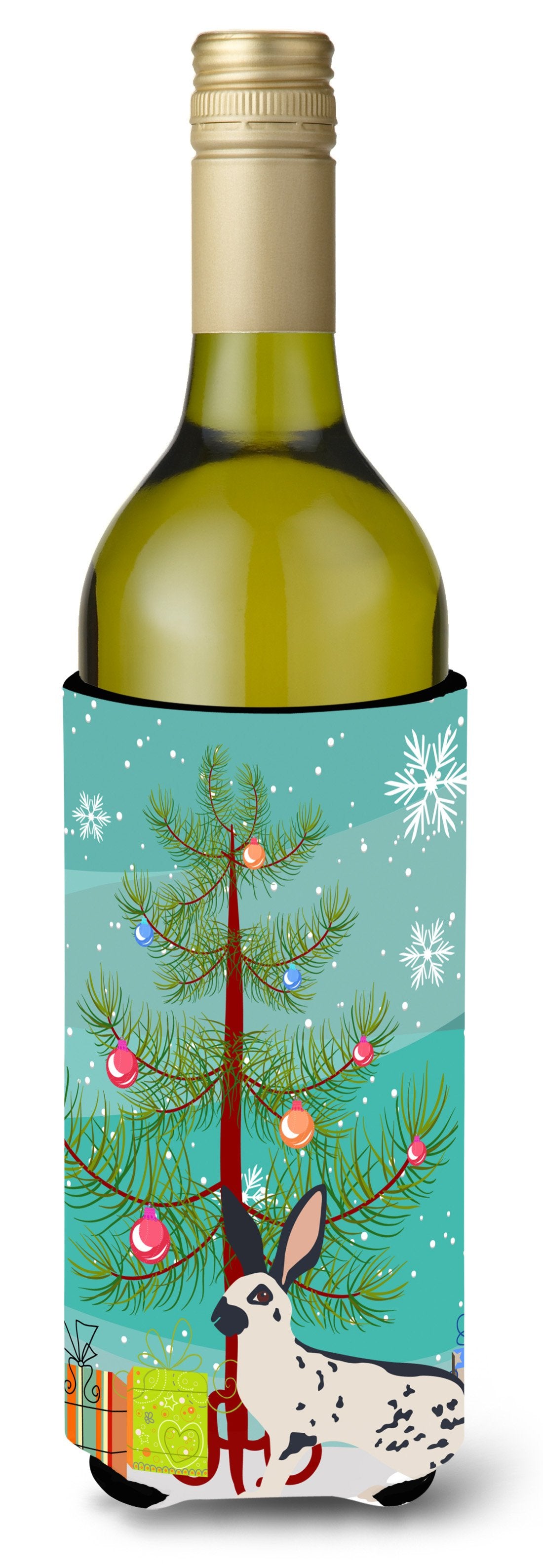 English Spot Rabbit Christmas Wine Bottle Beverge Insulator Hugger BB9328LITERK by Caroline&#39;s Treasures