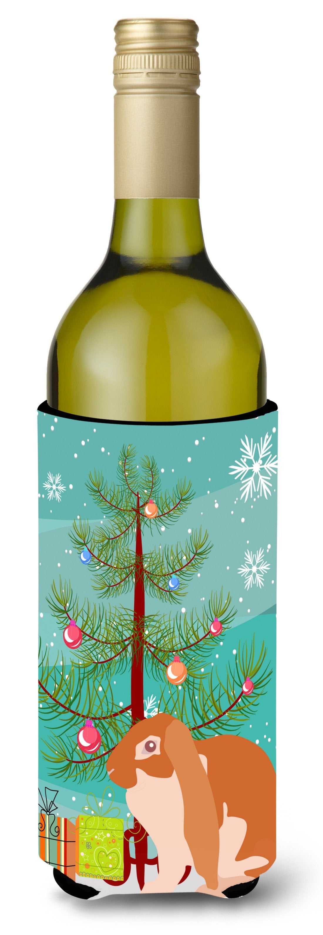 English Lop Rabbit Christmas Wine Bottle Beverge Insulator Hugger BB9329LITERK by Caroline&#39;s Treasures