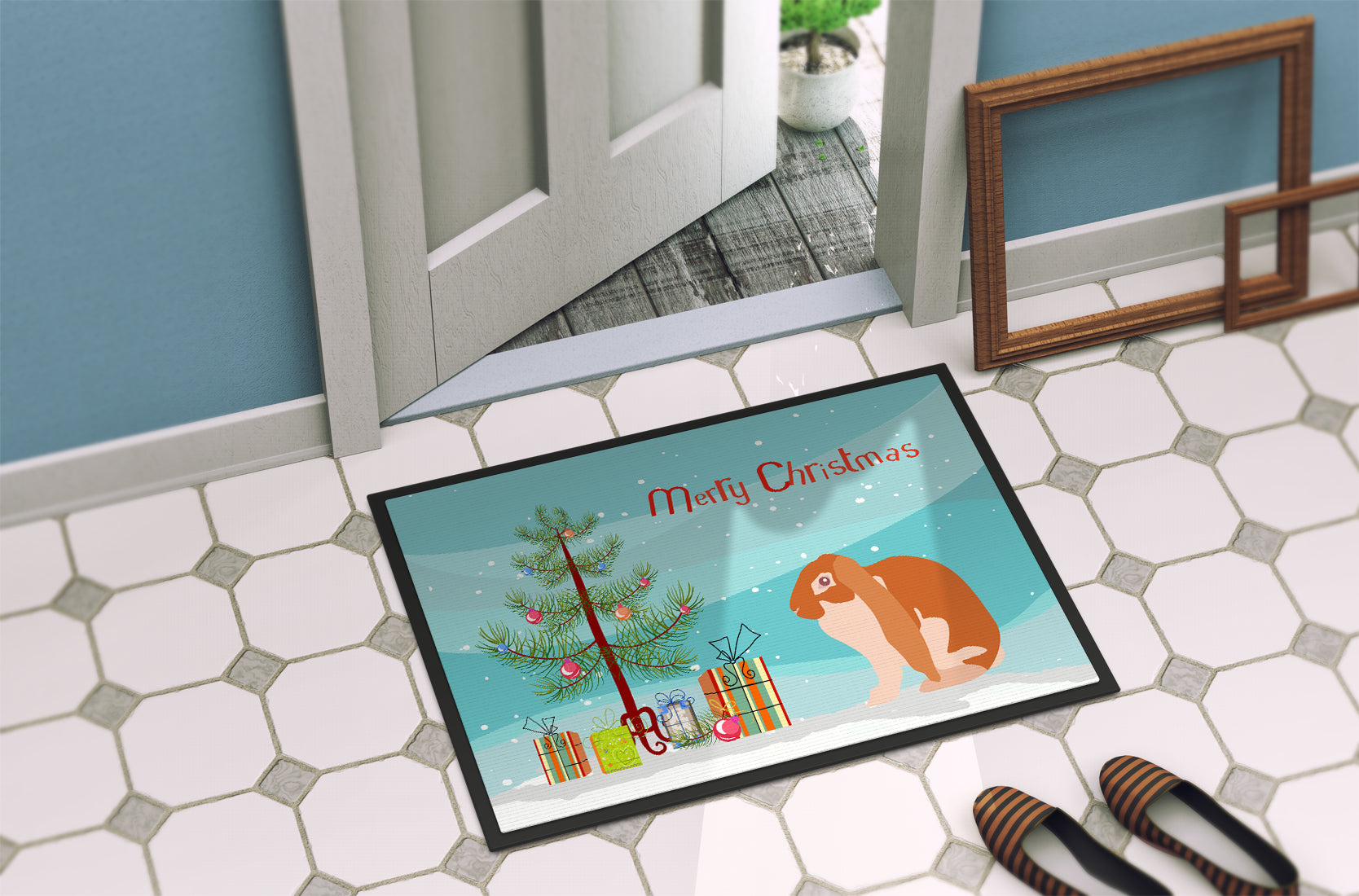 English Lop Rabbit Christmas Indoor or Outdoor Mat 18x27 BB9329MAT - the-store.com