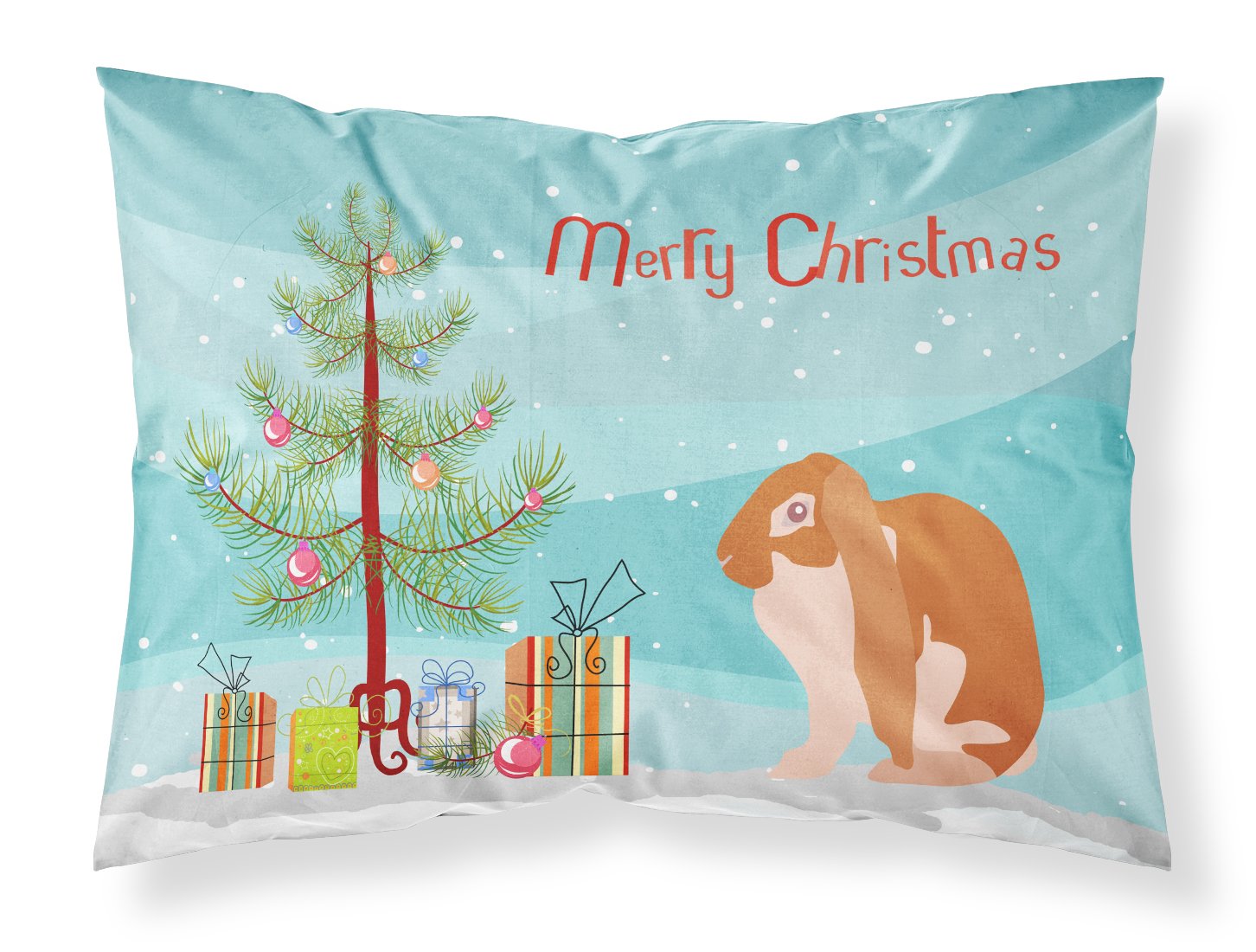English Lop Rabbit Christmas Fabric Standard Pillowcase BB9329PILLOWCASE by Caroline's Treasures