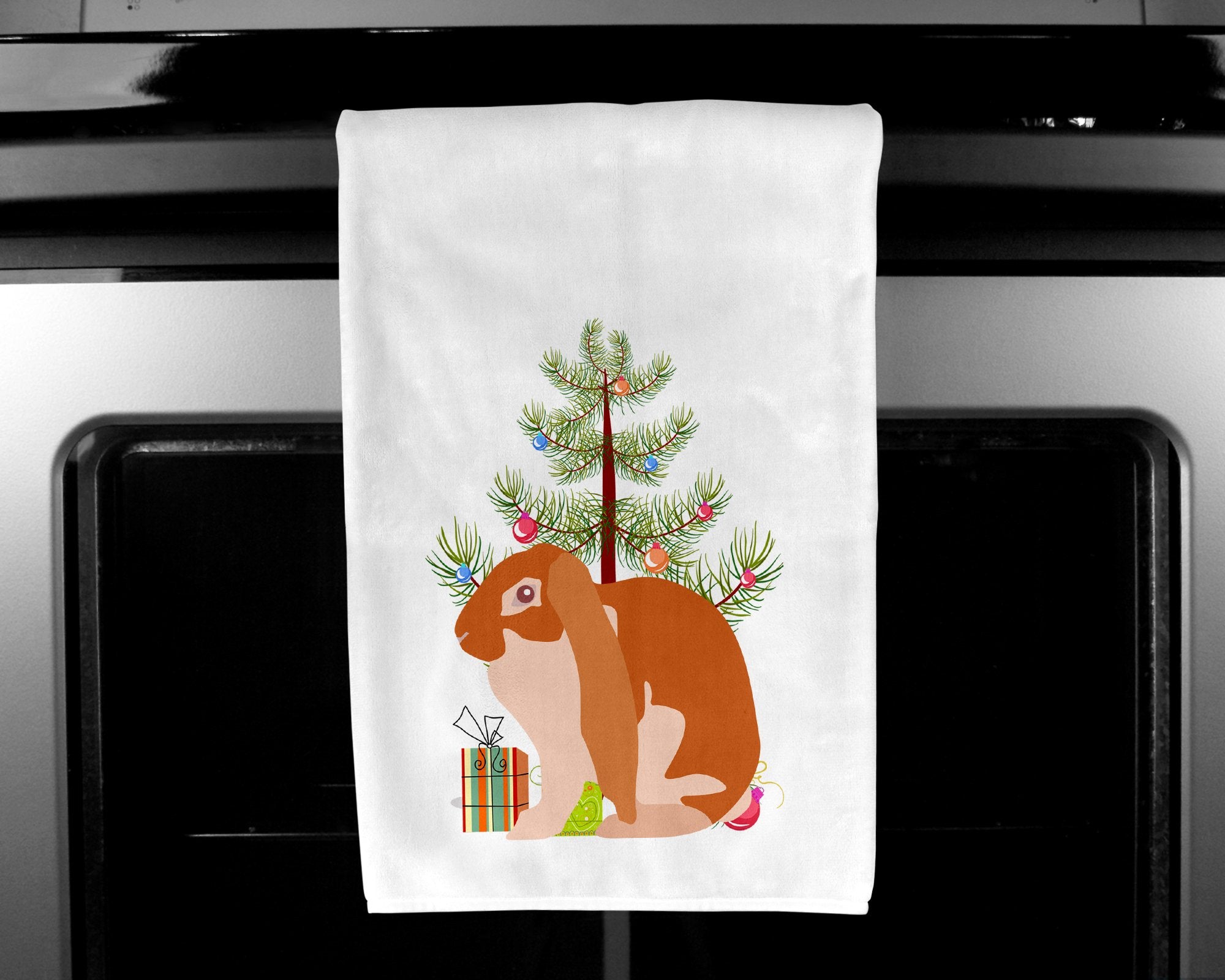 English Lop Rabbit Christmas White Kitchen Towel Set of 2 BB9329WTKT by Caroline's Treasures