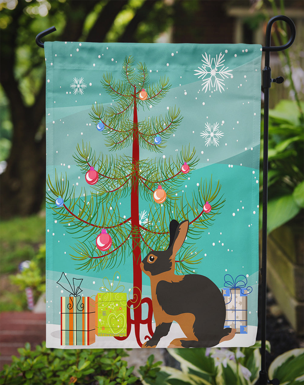 Tan Rabbit Christmas Flag Garden Size BB9330GF