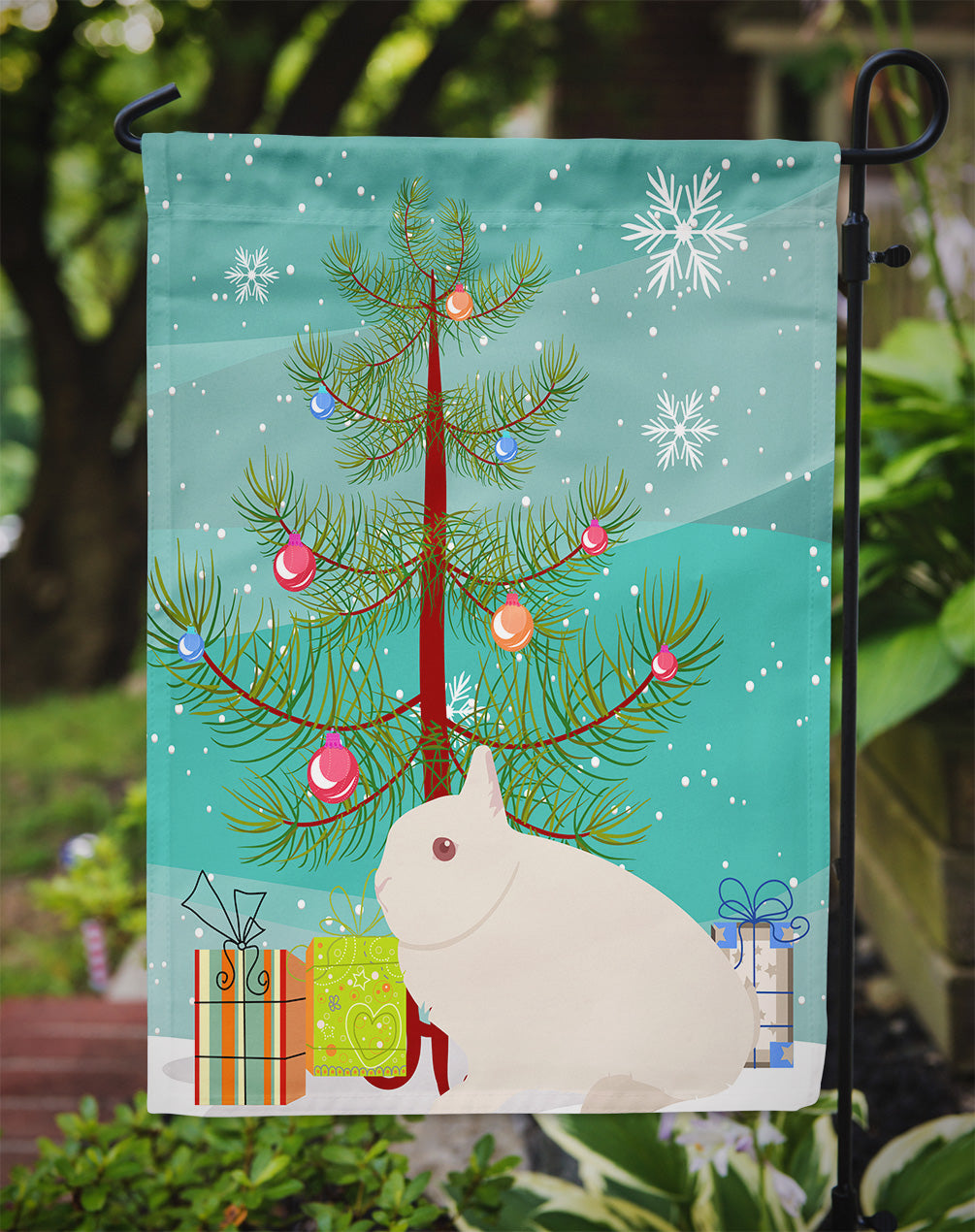 Hermelin Rabbit Christmas Flag Garden Size BB9331GF