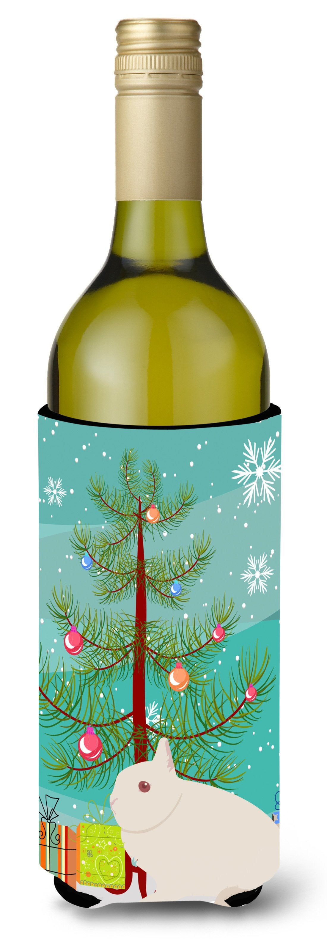 Hermelin Rabbit Christmas Wine Bottle Beverge Insulator Hugger BB9331LITERK by Caroline&#39;s Treasures