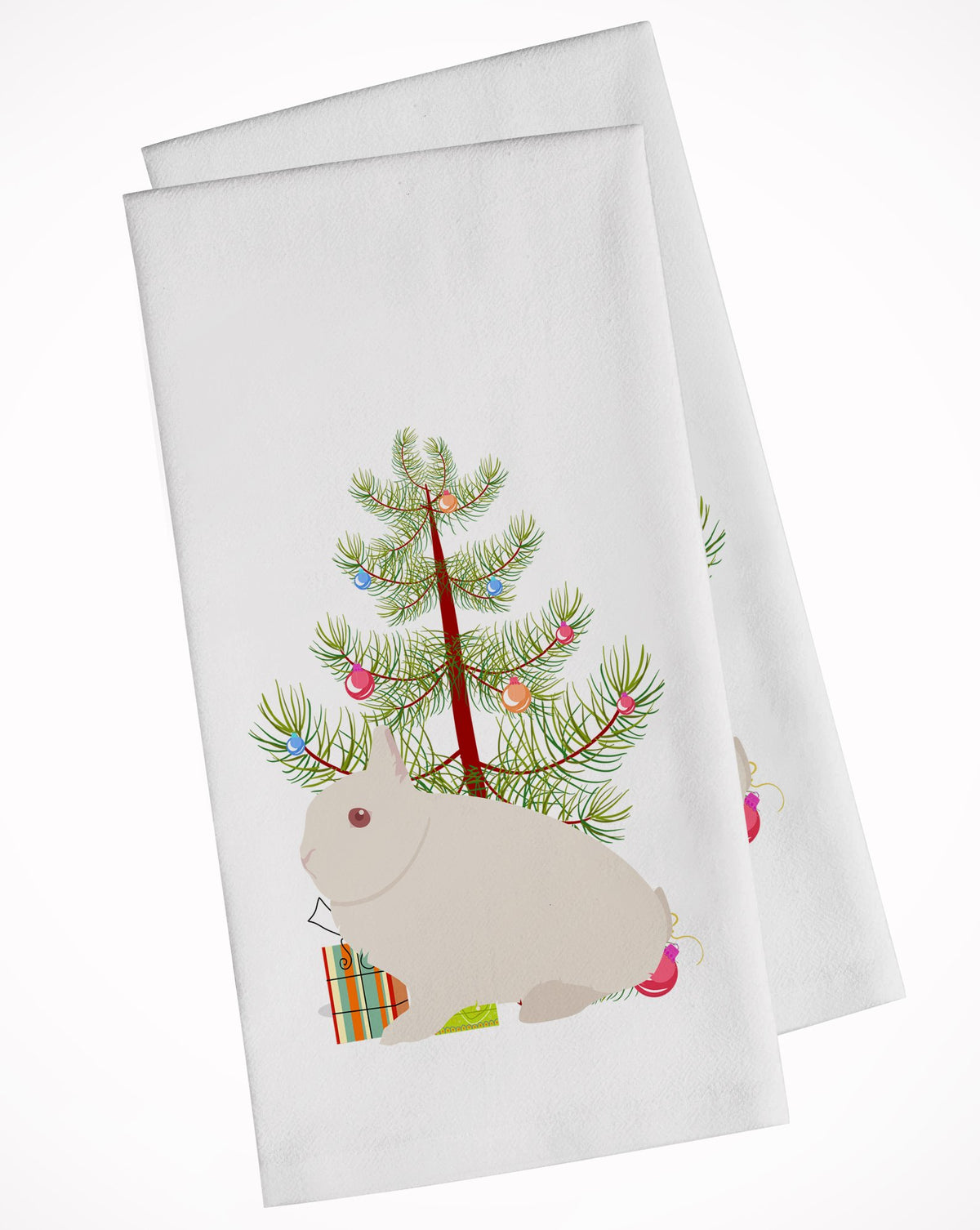 Hermelin Rabbit Christmas White Kitchen Towel Set of 2 BB9331WTKT by Caroline&#39;s Treasures